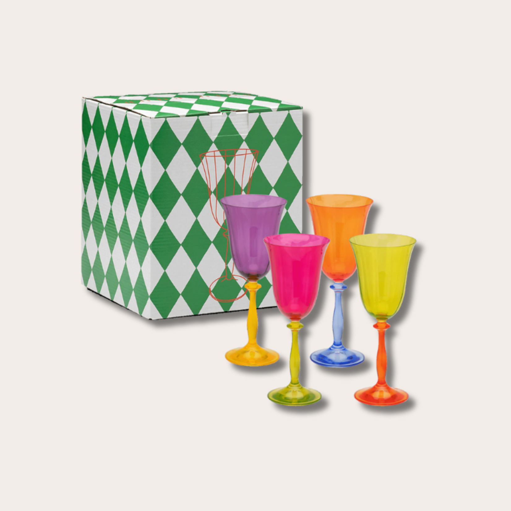 Anna+Nina Anna+Nina - Multicoloured Wine Glass - set of 4