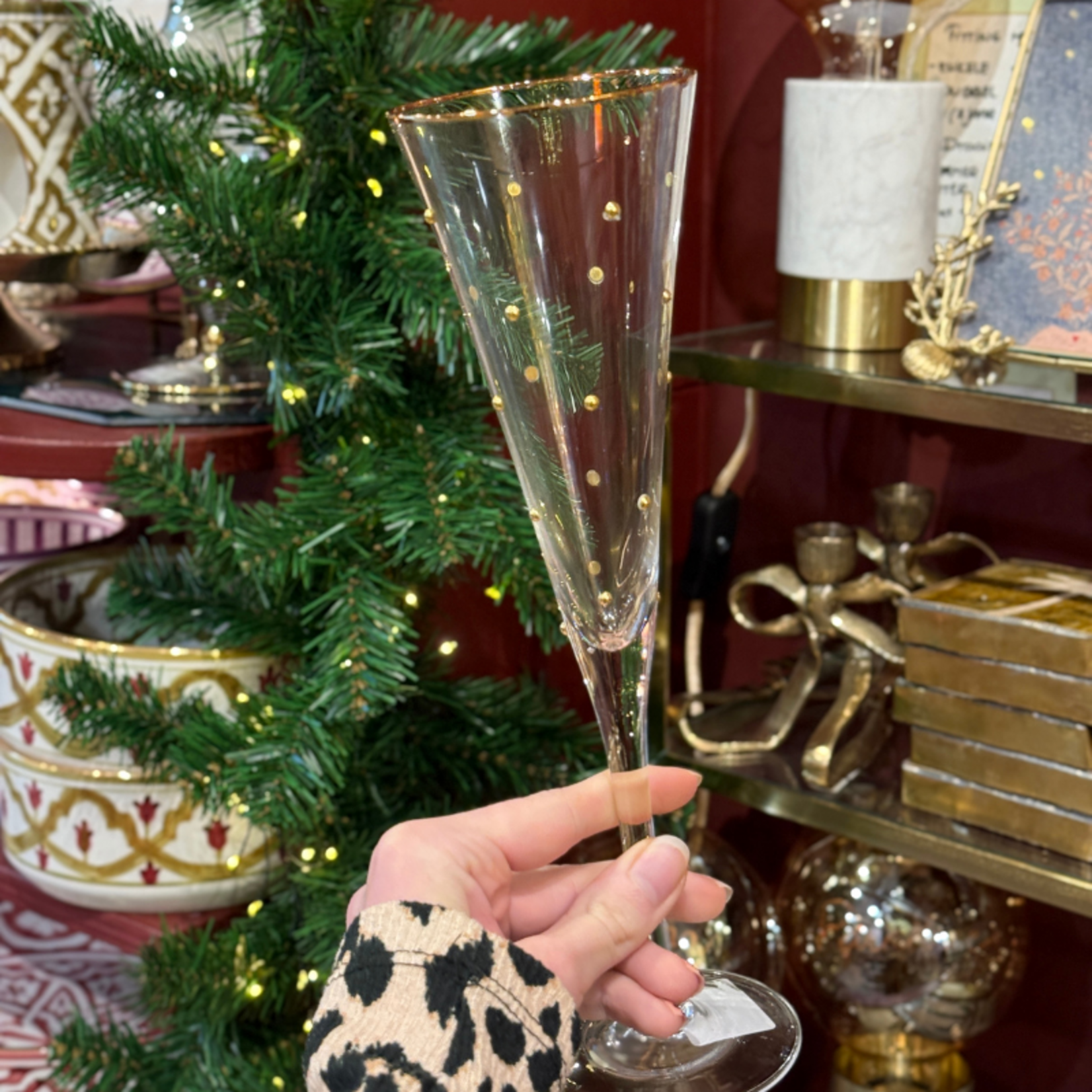 Champagne glas - gouden dots