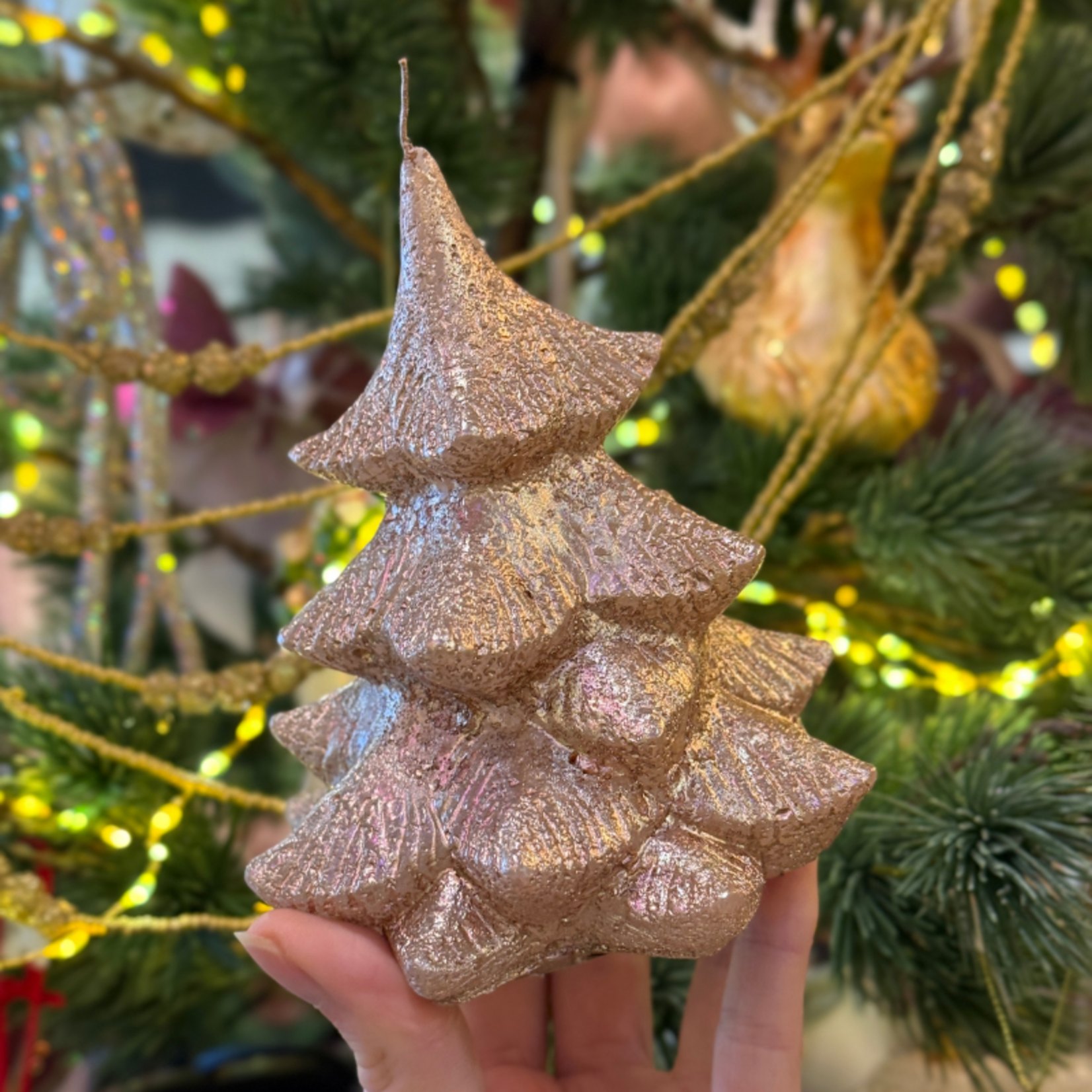 Kerstboom kaars S - Champagne gold