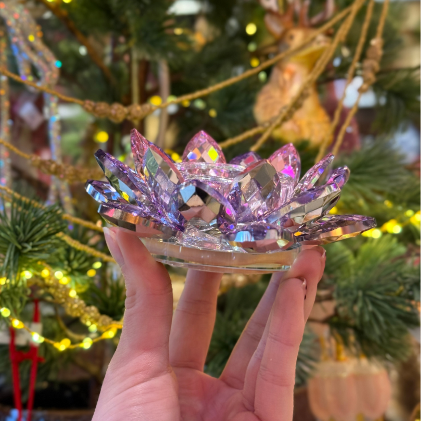 Theelichthouder - Lotus - Paars