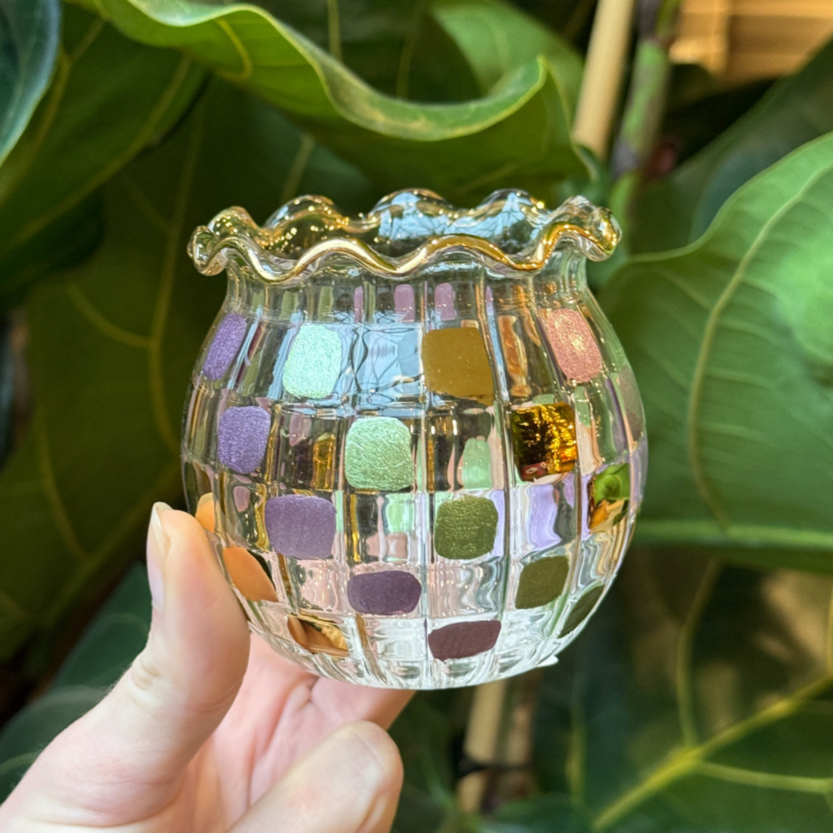 Theelichthouder GV - groen, lila