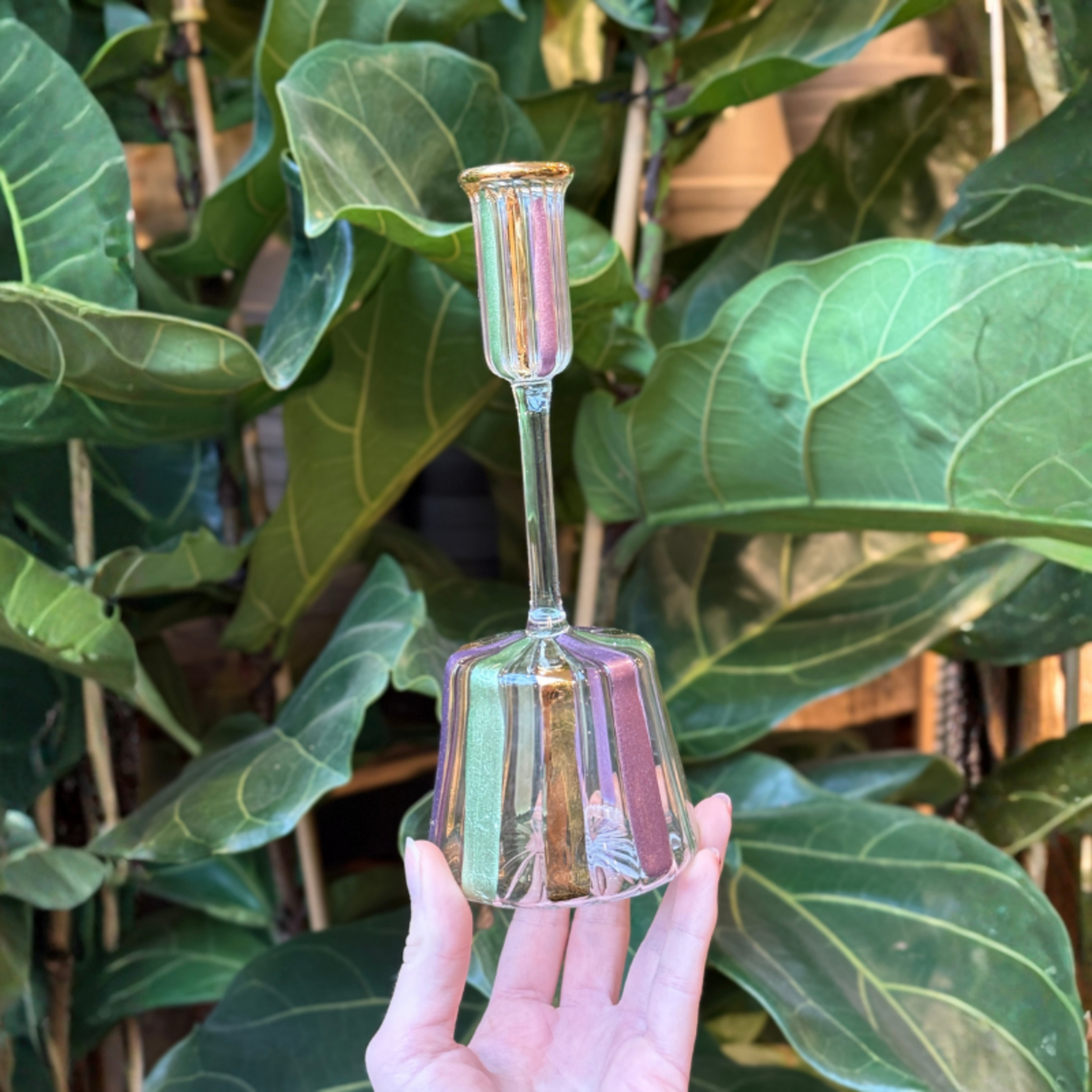 Kandelaar - Strepen - groen, lila