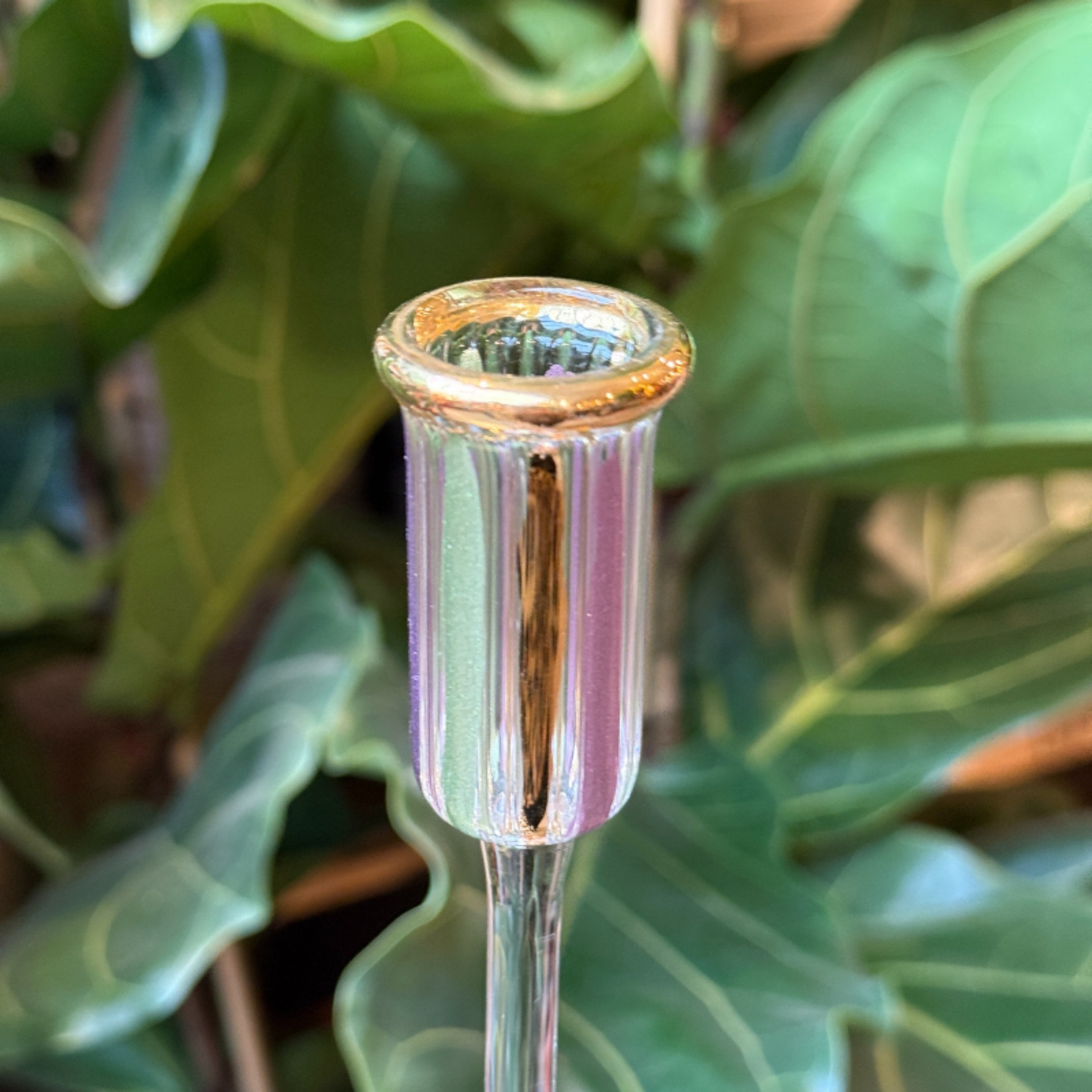 Kandelaar - Strepen - groen, lila