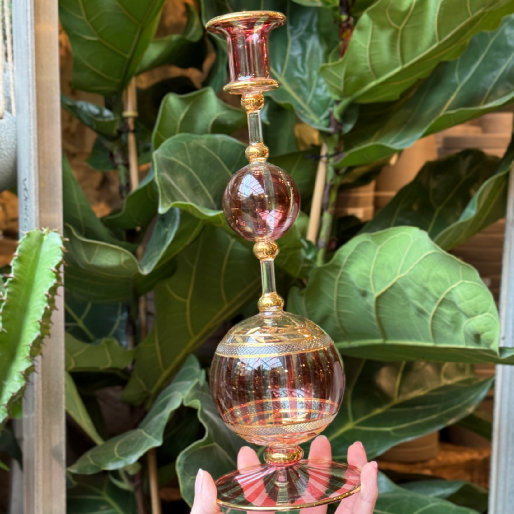 Kandelaar GV - Bollen streep - roest bruin