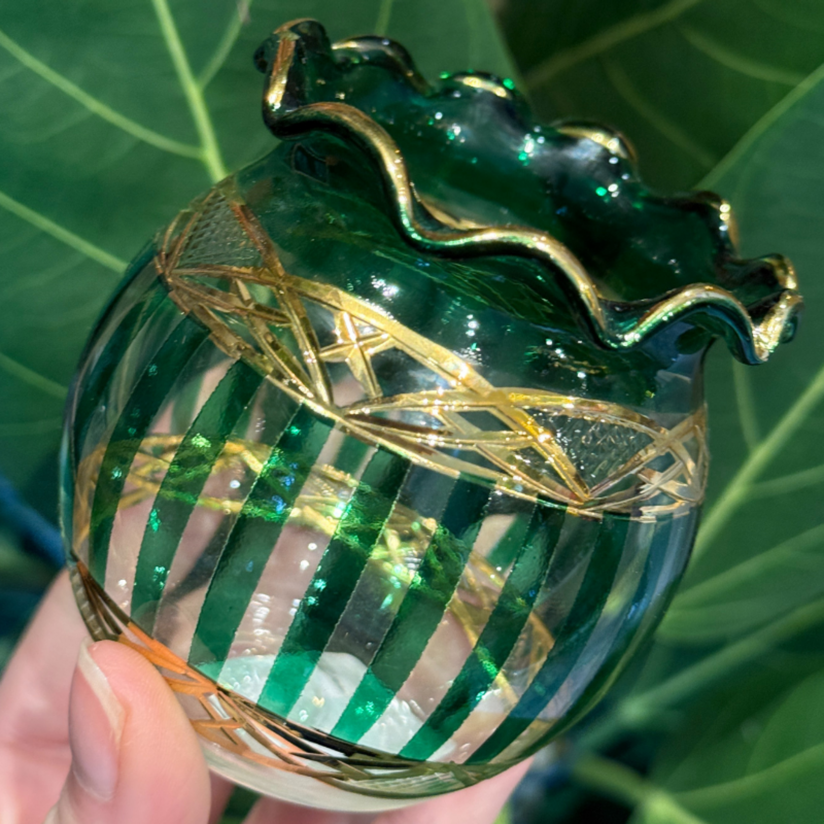 Theelichthouder- Streep - Groen