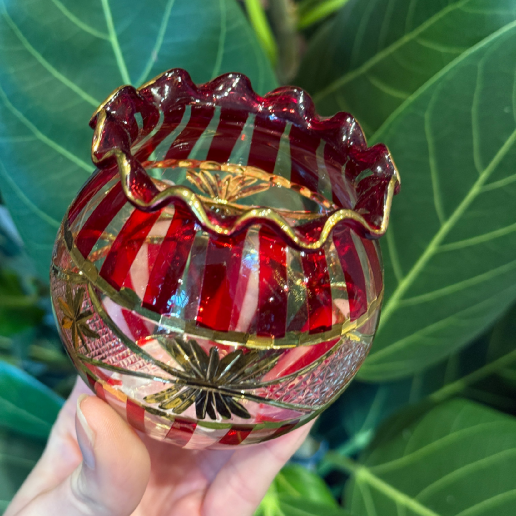 Theelichthouder- streep - Rood