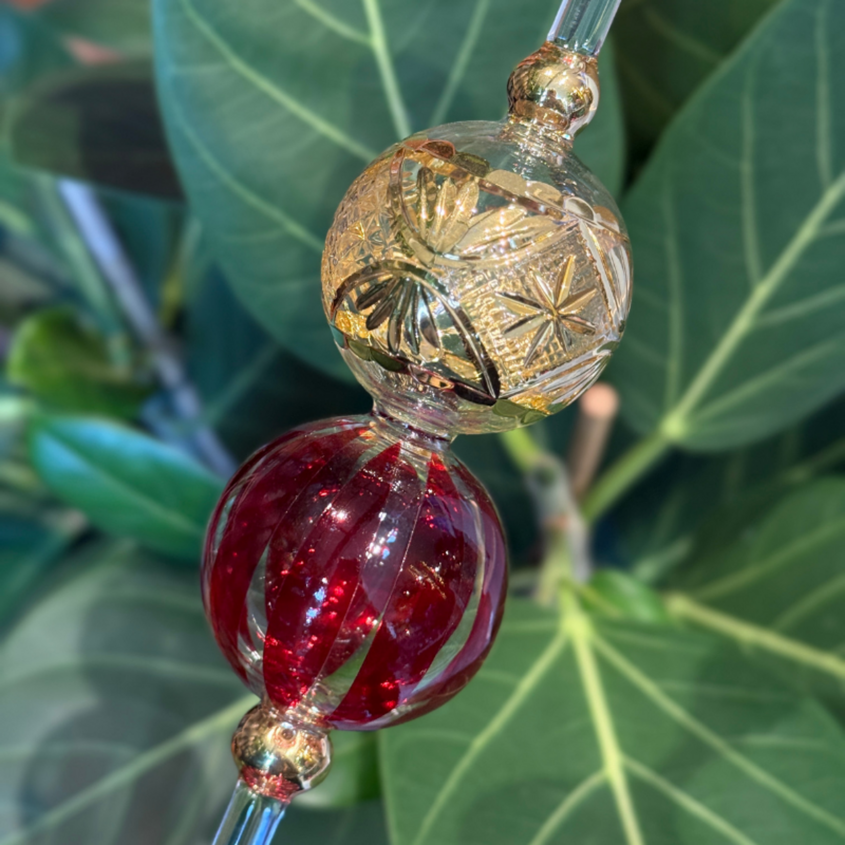 Kandelaar - Bubbel/streep - Rood