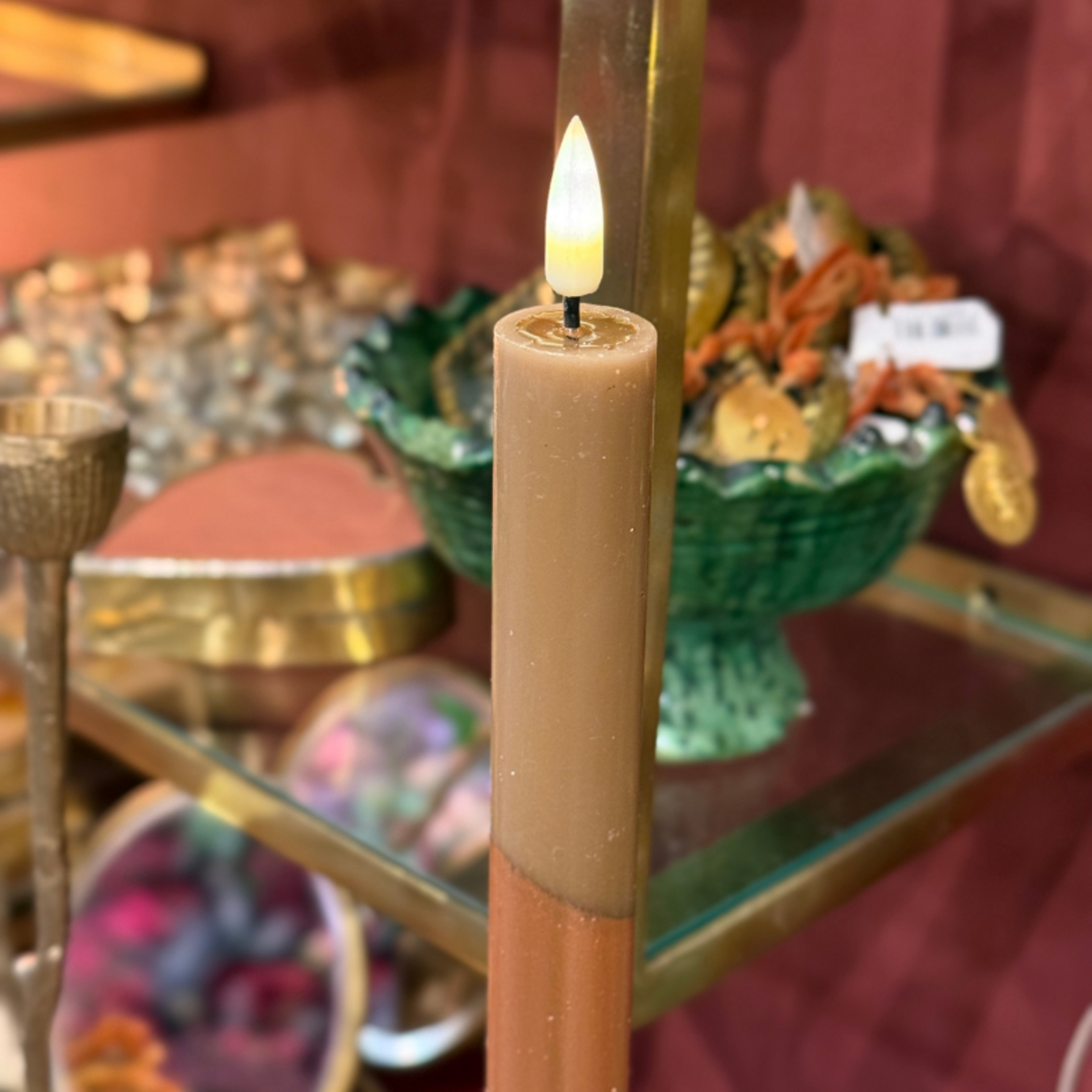 Ledkaars diner - caramel - goude glitter