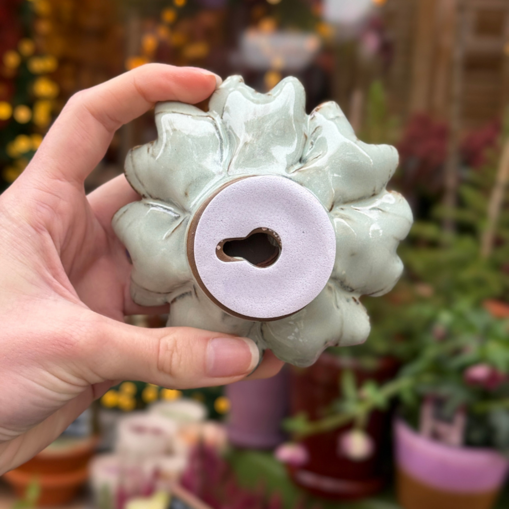 Keramieken bloem - Portulaca - blauw grijs