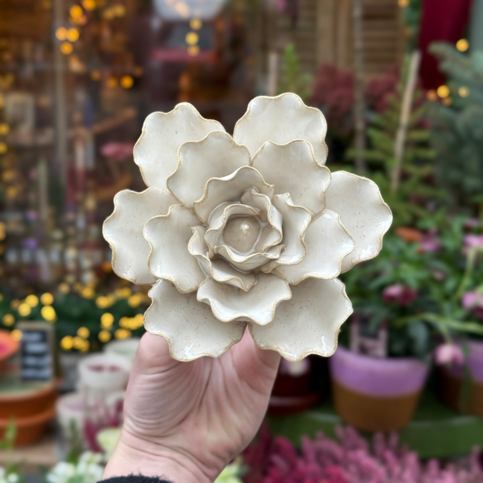 Keramieken bloem - Zeesla - ivory