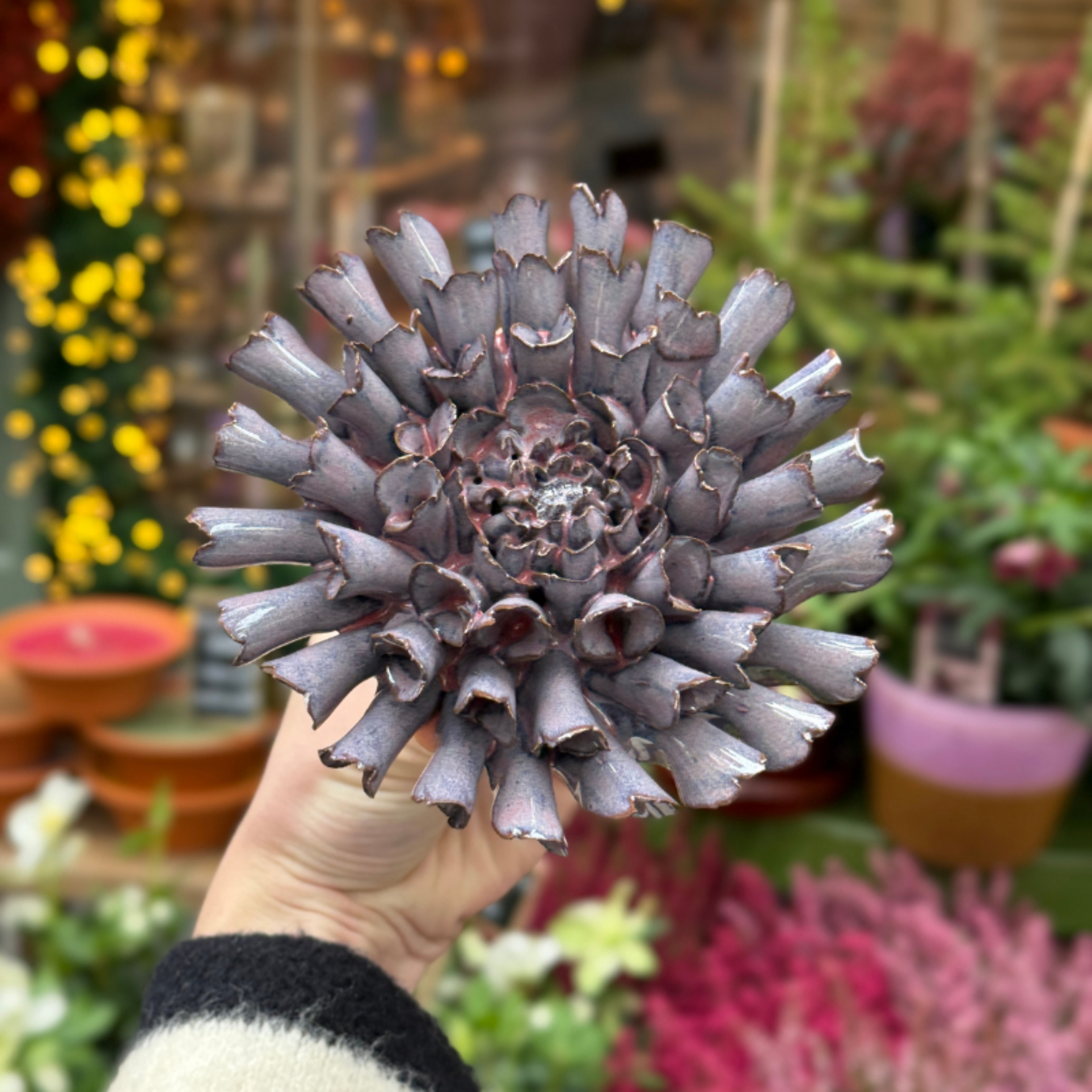 Keramieken bloem - Dahlia - violet