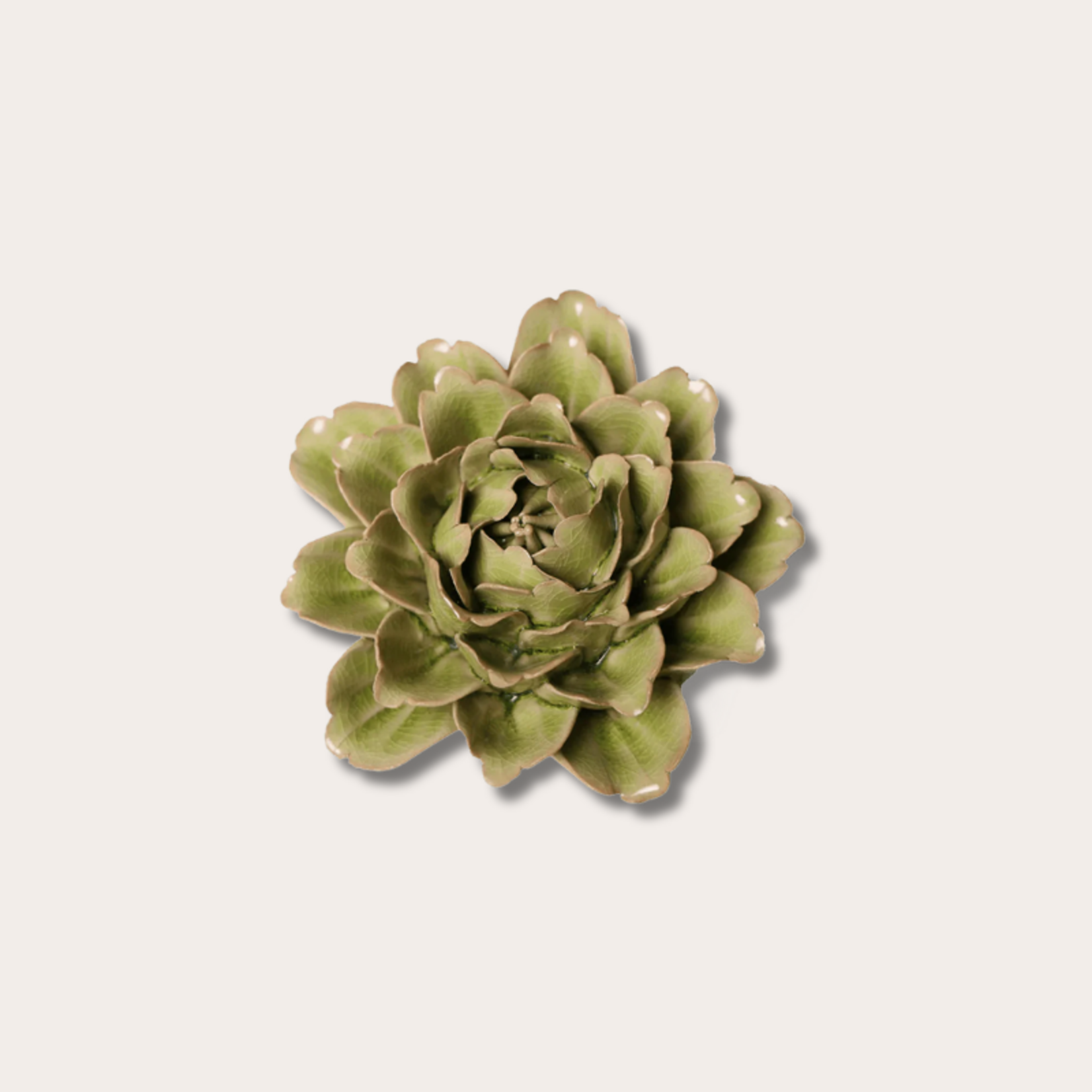 Keramieken bloem - Paeonia - licht groen