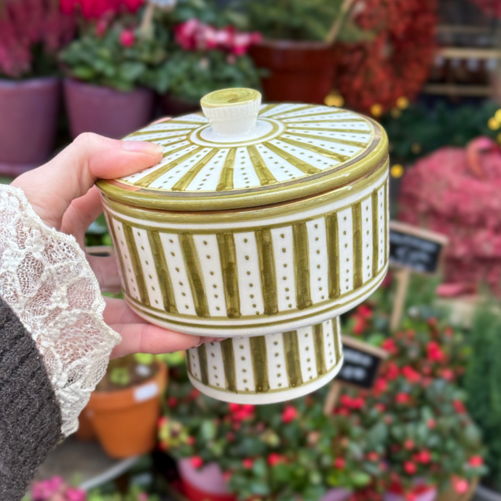 Chabi Chic Chabi Chic - voorraadpot op voet - kaki strepen