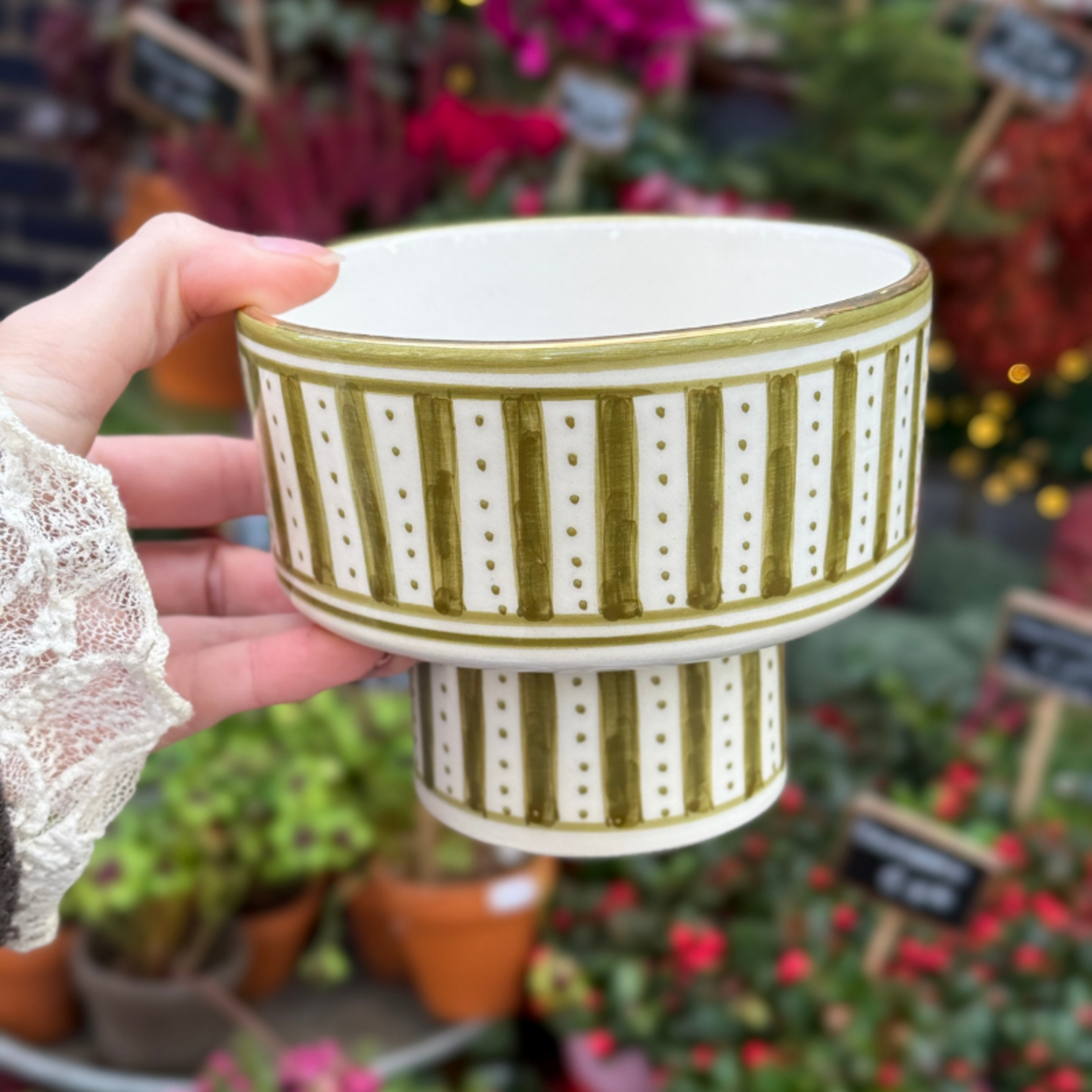 Chabi Chic Chabi Chic - voorraadpot op voet - kaki strepen