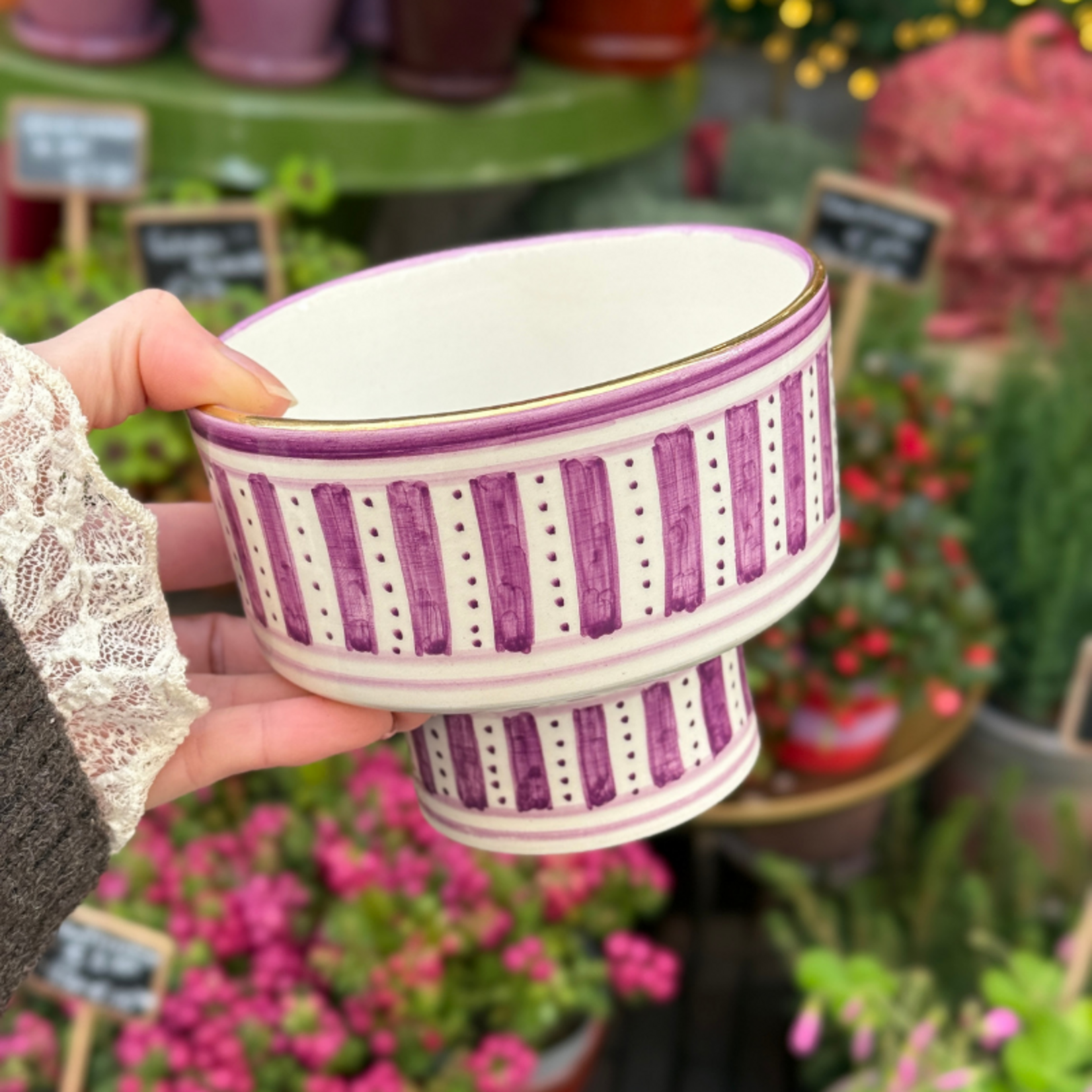 Chabi Chic Chabi Chic - schaal op voet klein - lila strepen