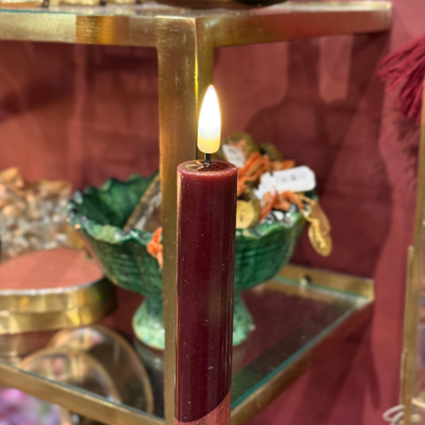 Ledkaars diner - burgundy - paarse glitter