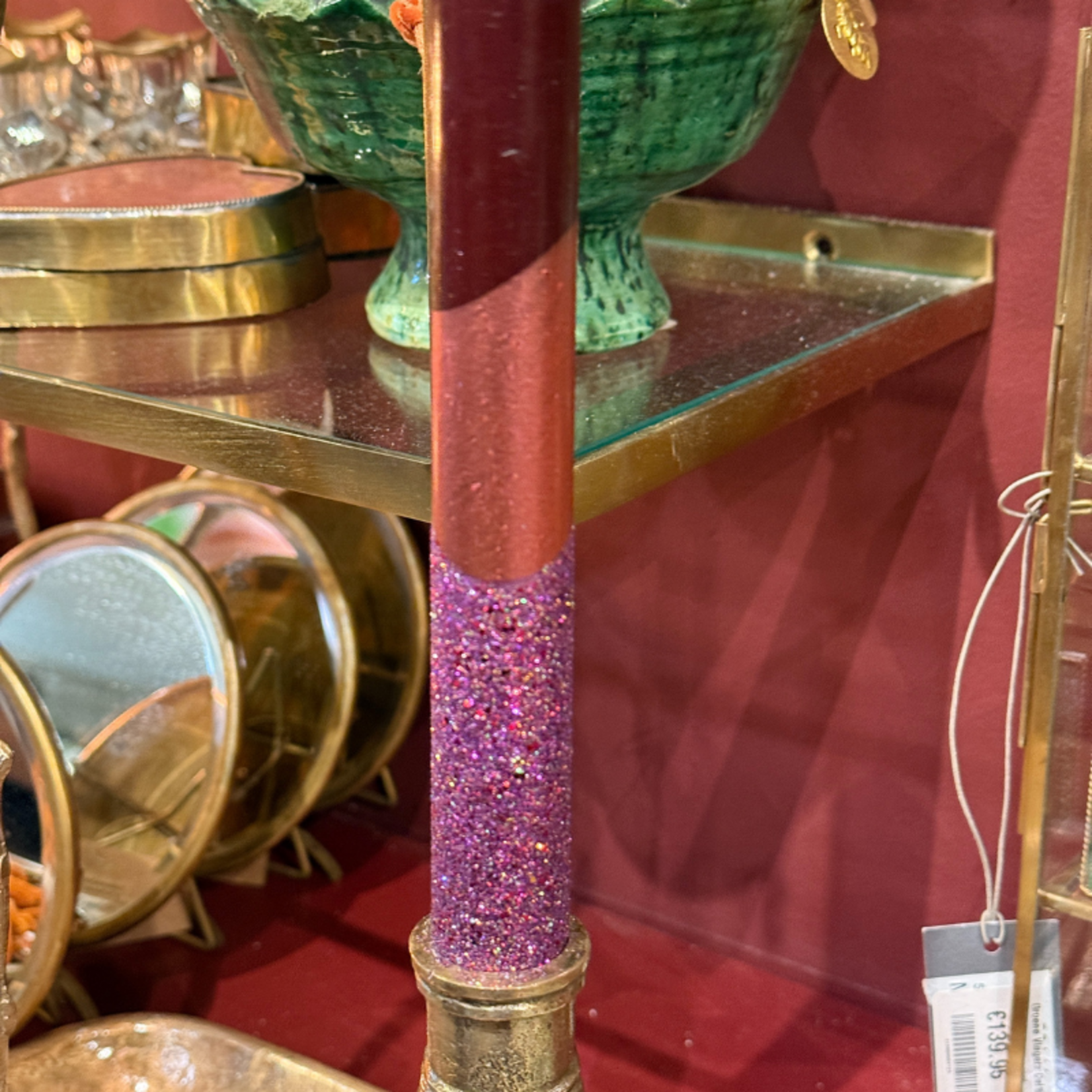 Ledkaars diner - burgundy - paarse glitter