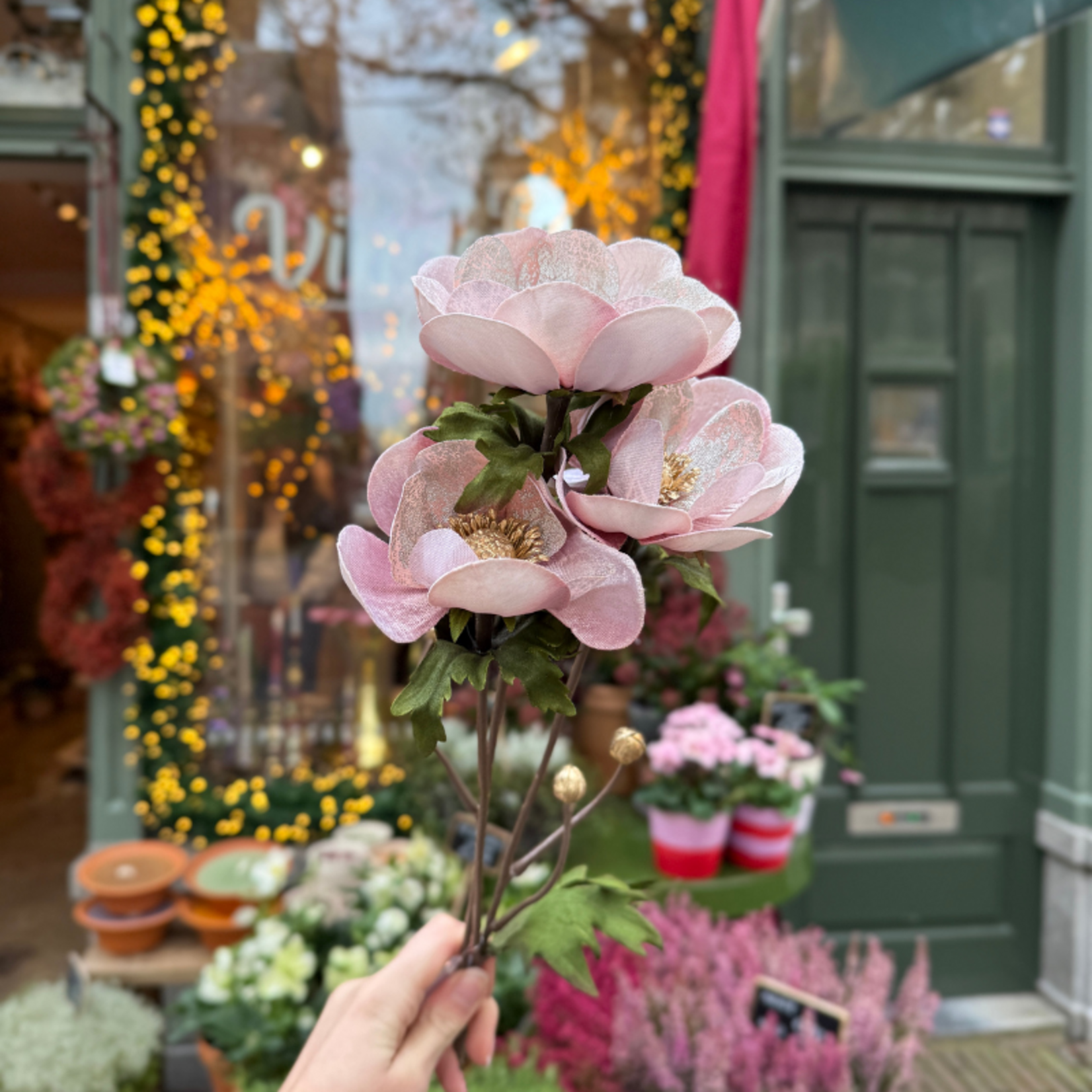 Zijden bloem - Anemoon - Licht roze