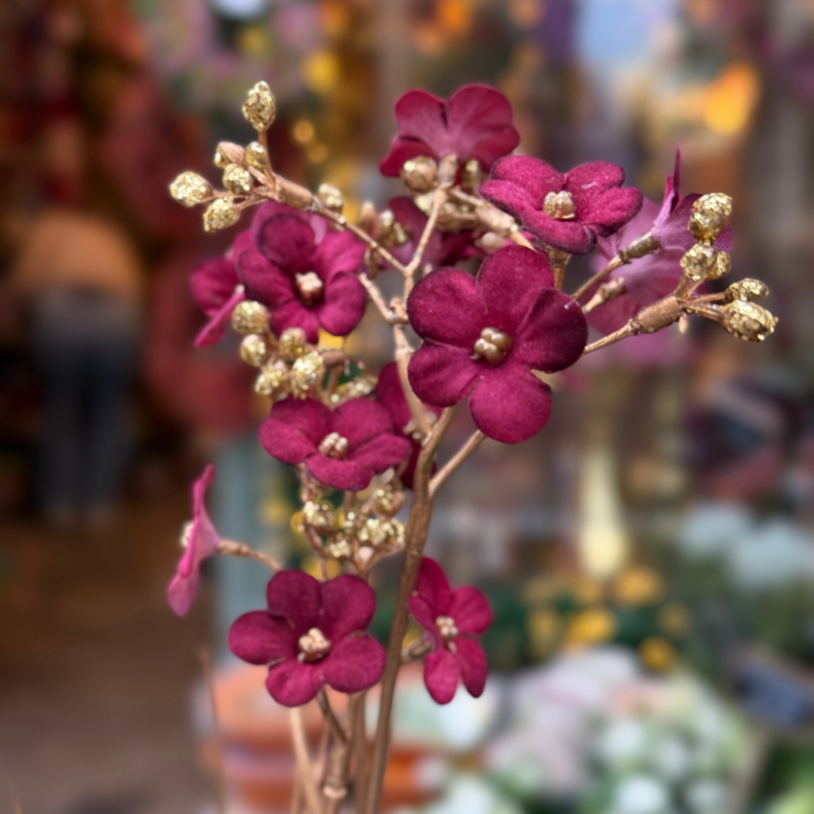 Zijden bloem - Grafiet - Bordeaux