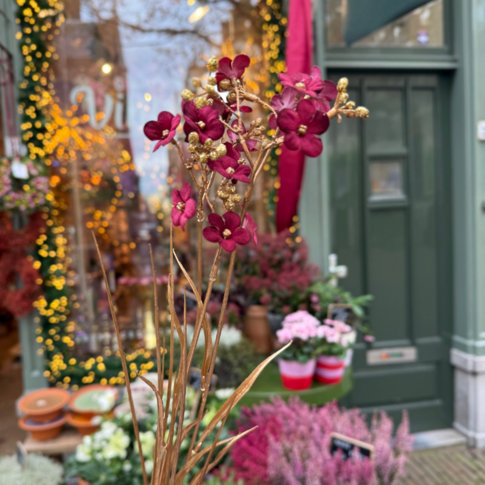 Zijden bloem - Grafiet - Bordeaux