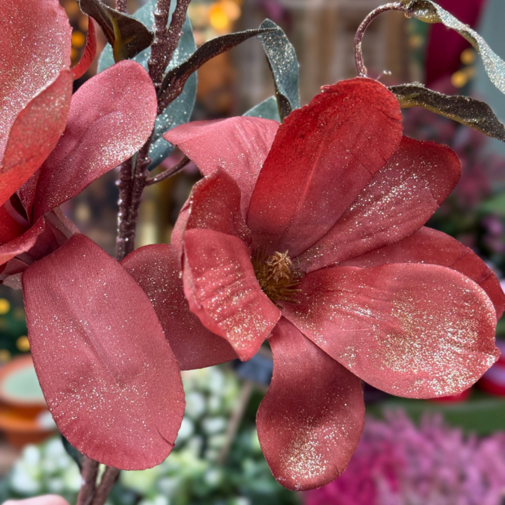 Zijden bloem - Magnolia - Bordeaux