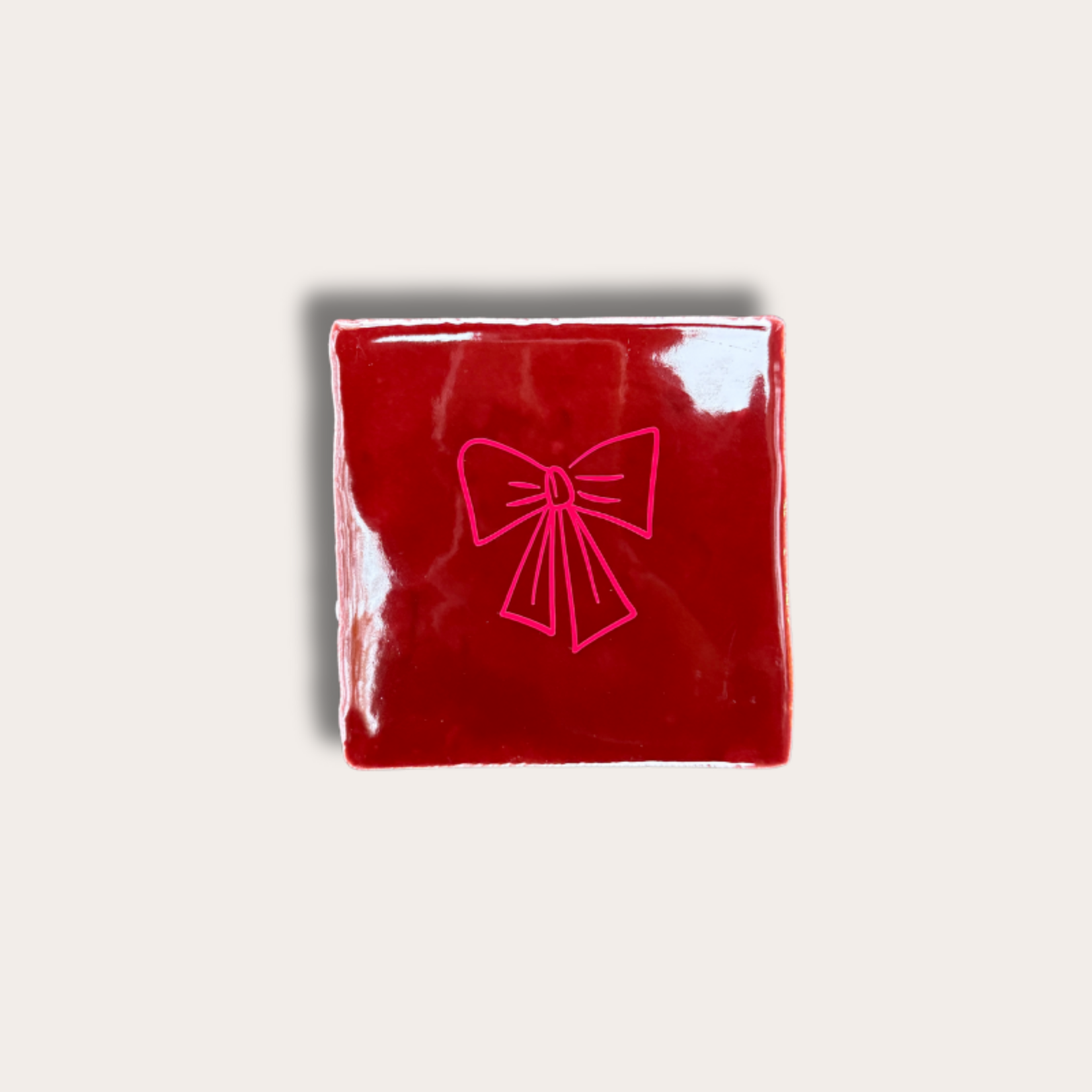 Tegeltje - Strik - bordeaux, roze