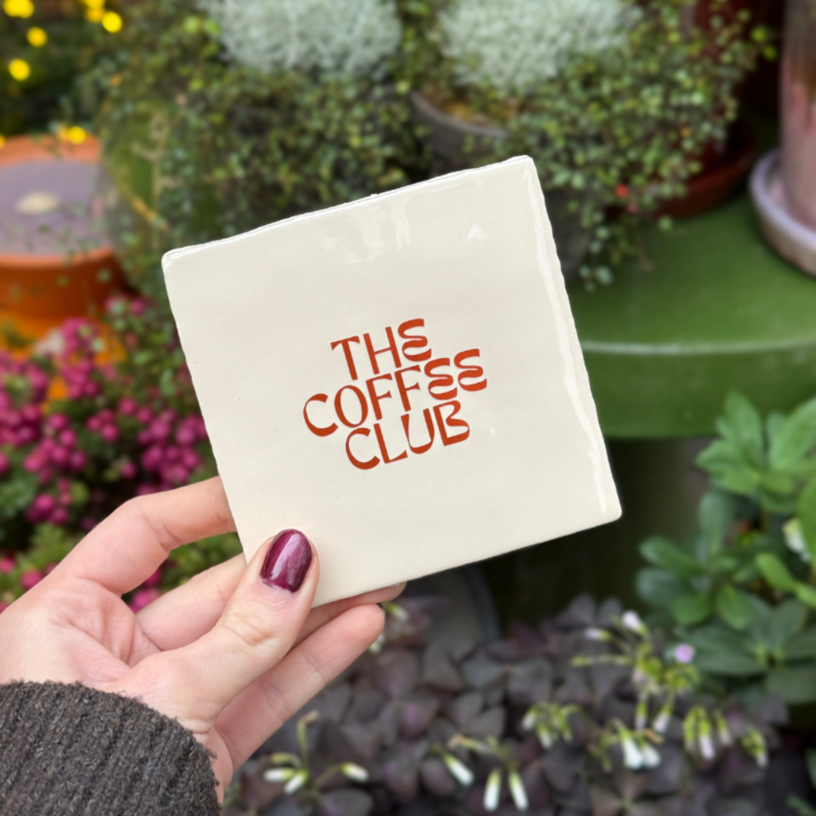 Tegeltje - The coffee club - beige, brons