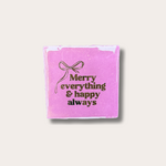 Tegeltje - Merry everything & happy always - paars, goud