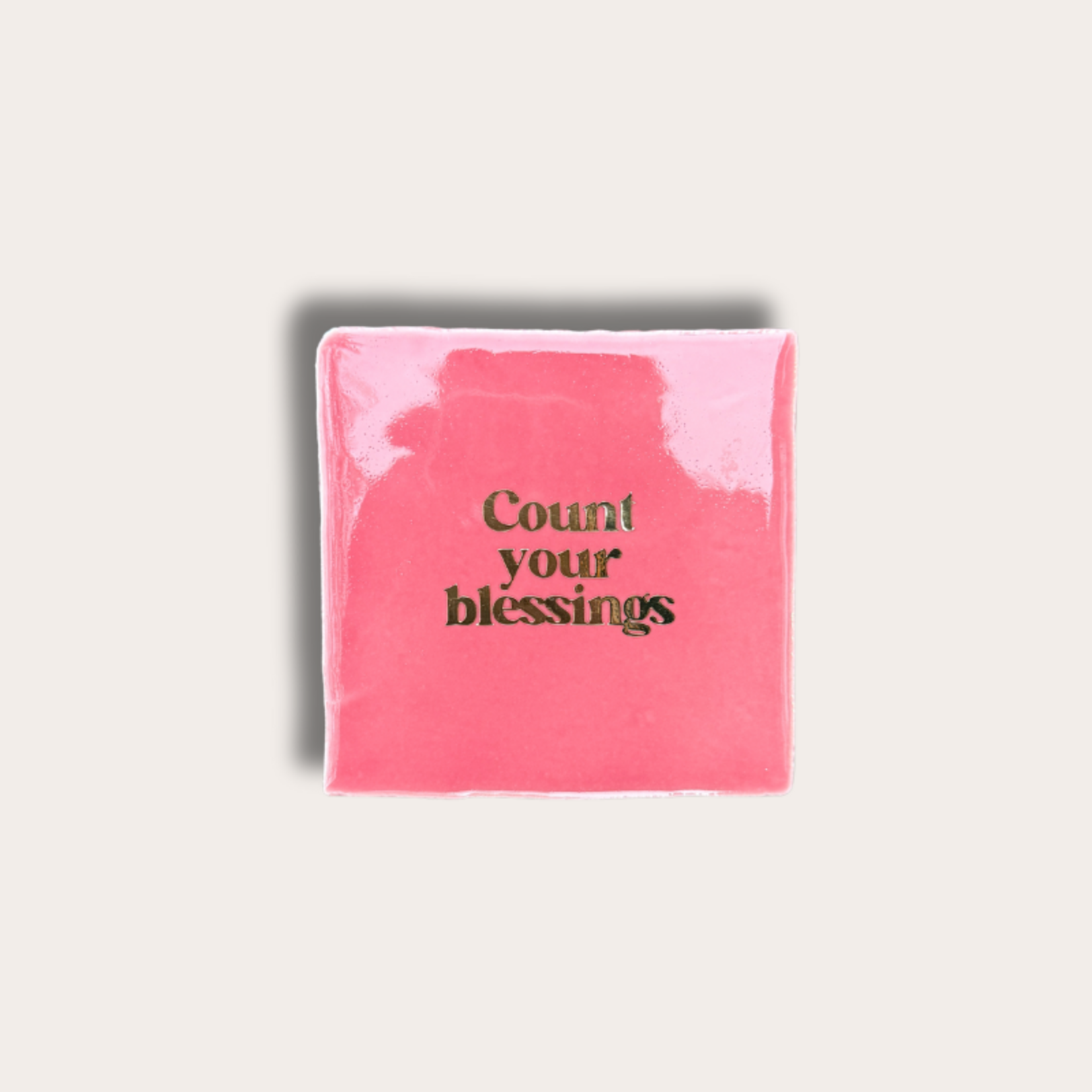 Tegeltje - Count your blessings - roze, goud