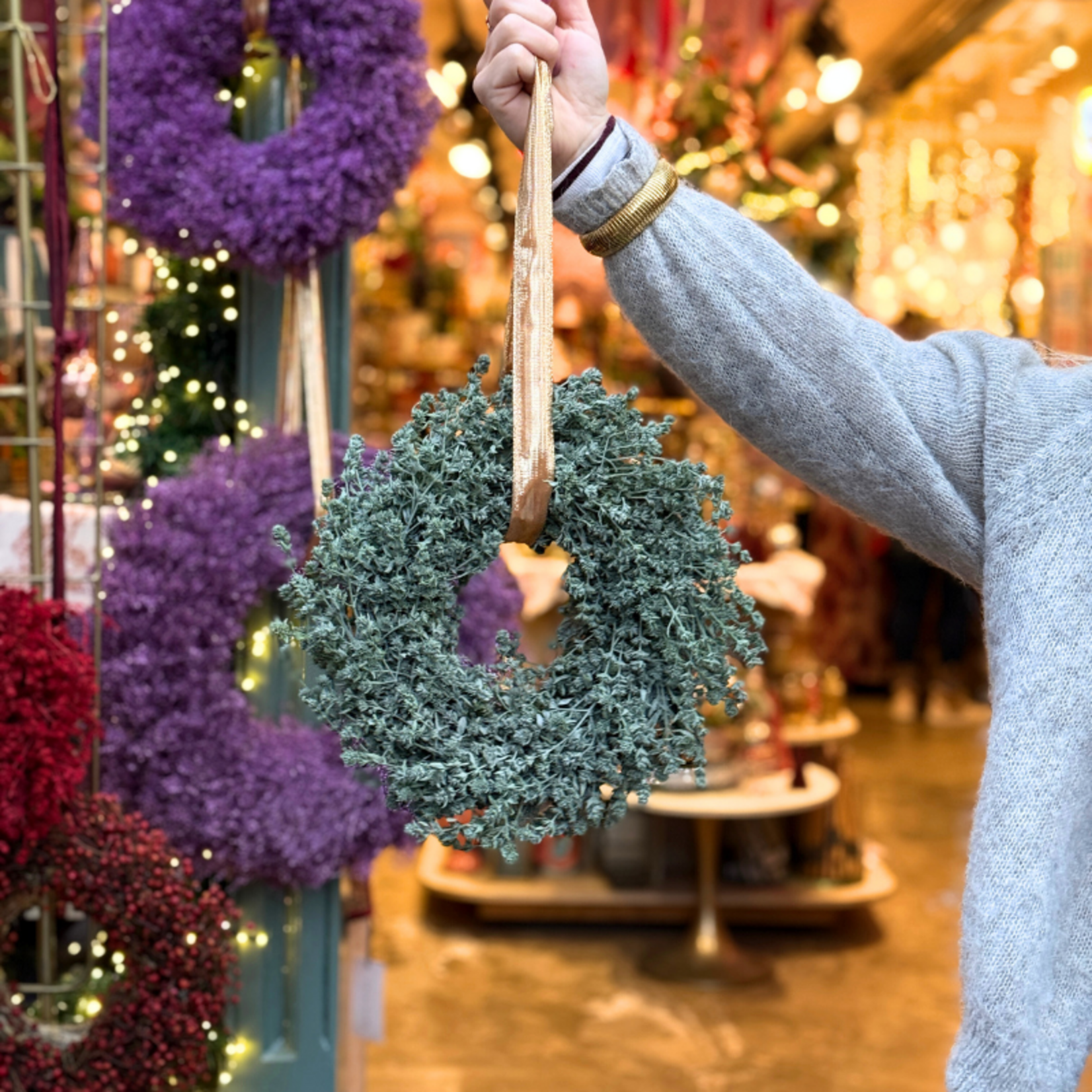 Krans - Leinenkruid - metallic groen M