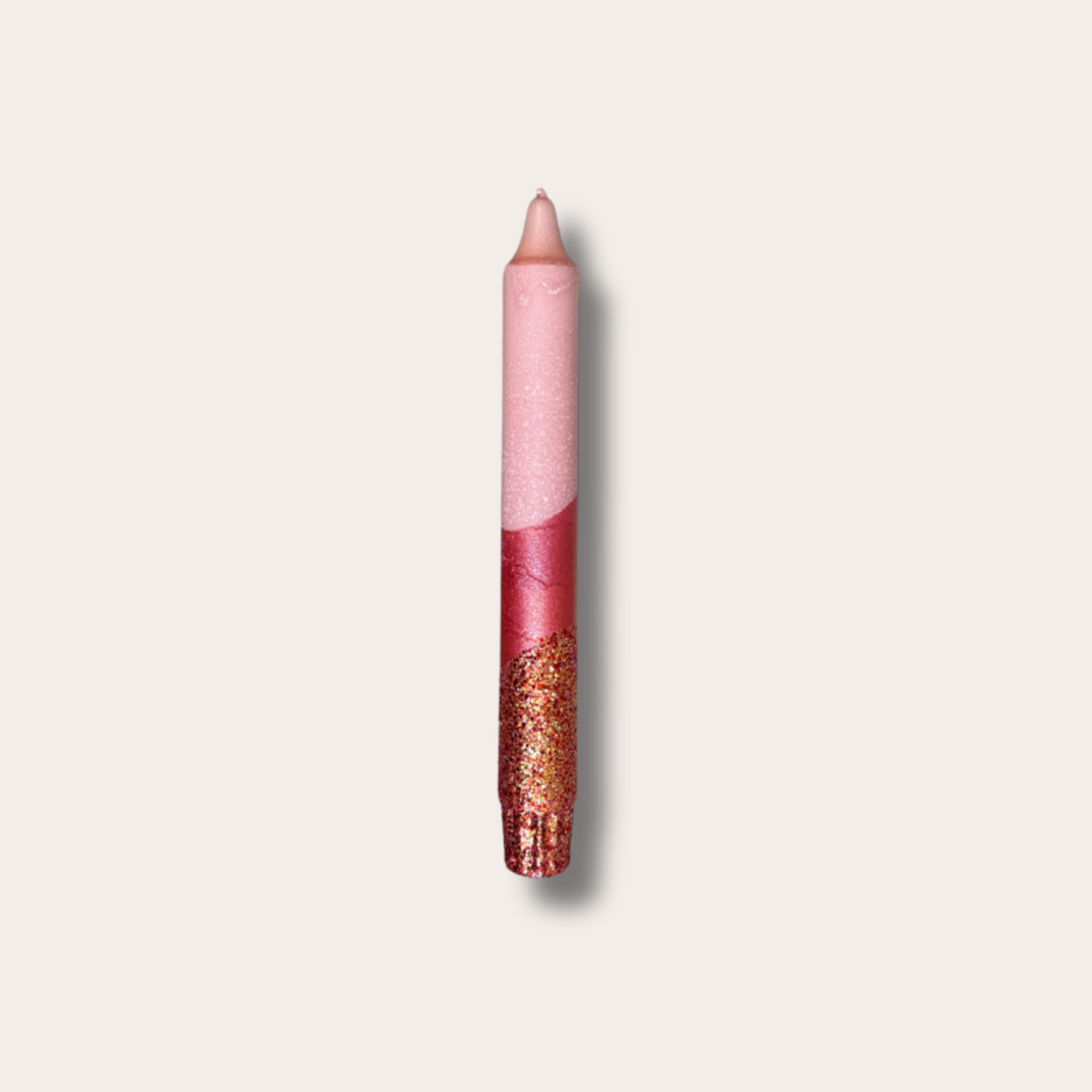 Kaars - Essence - Oud roze/glitter overloop - Groene Vingers Delft
