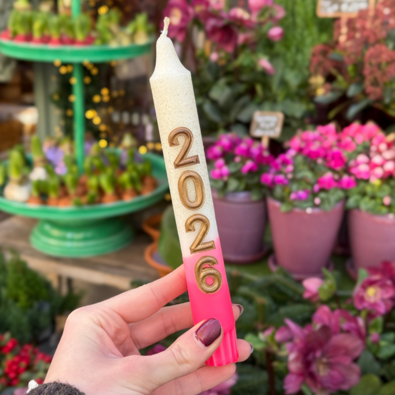 Kaarsen met tekst - 2026, roze