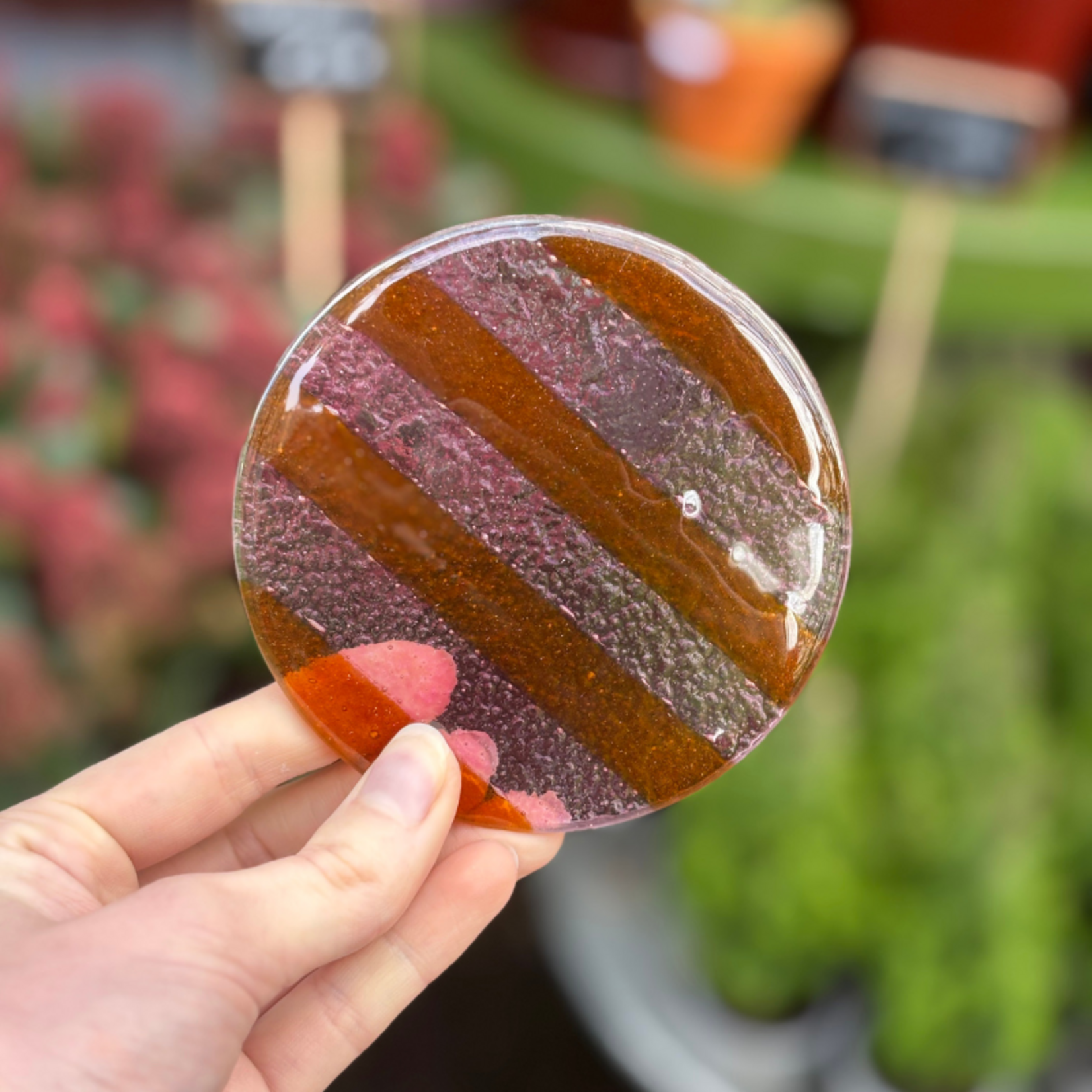 Onderzetter - Glas - Oranje/ roze