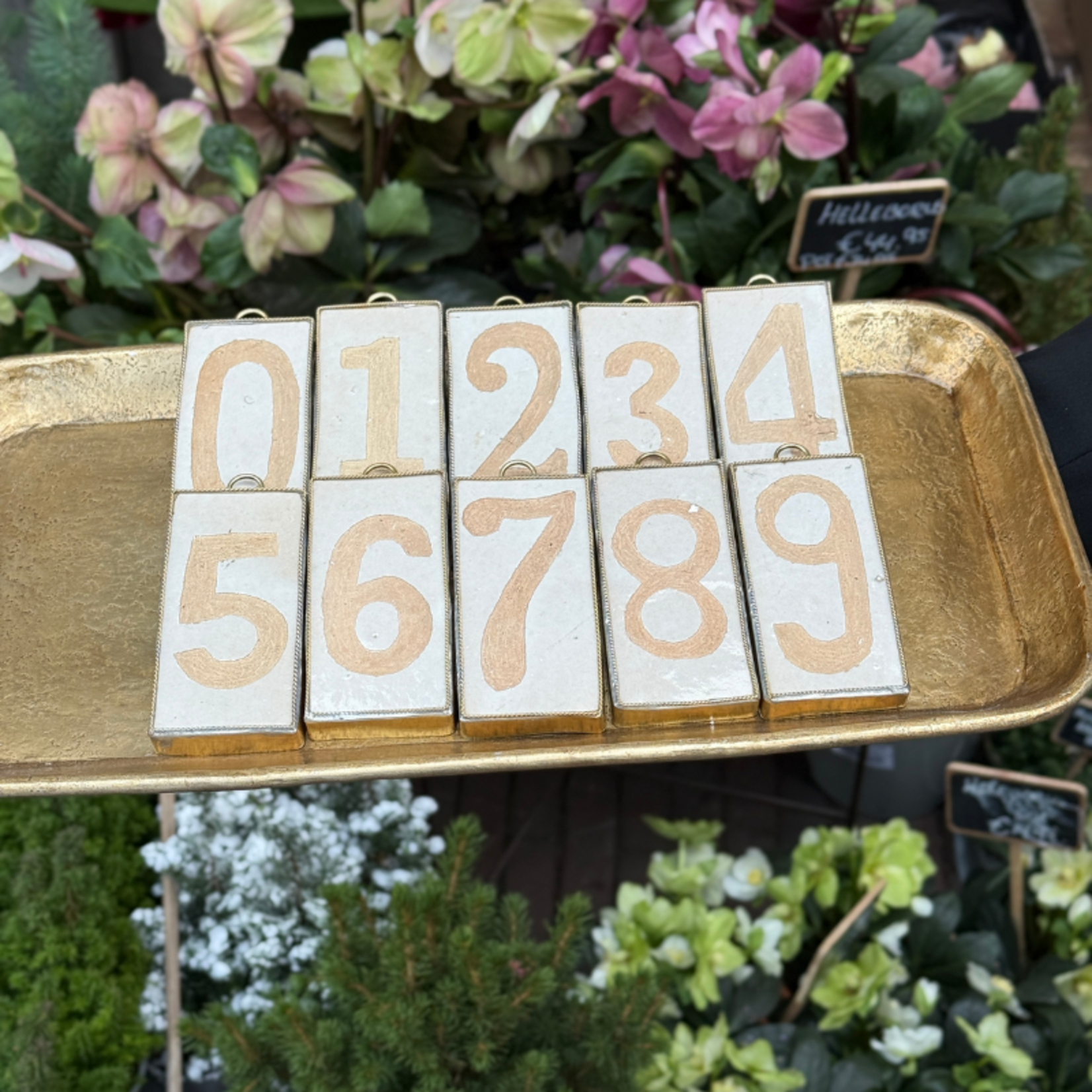 Zelliges tegel - Huisnummer - crème