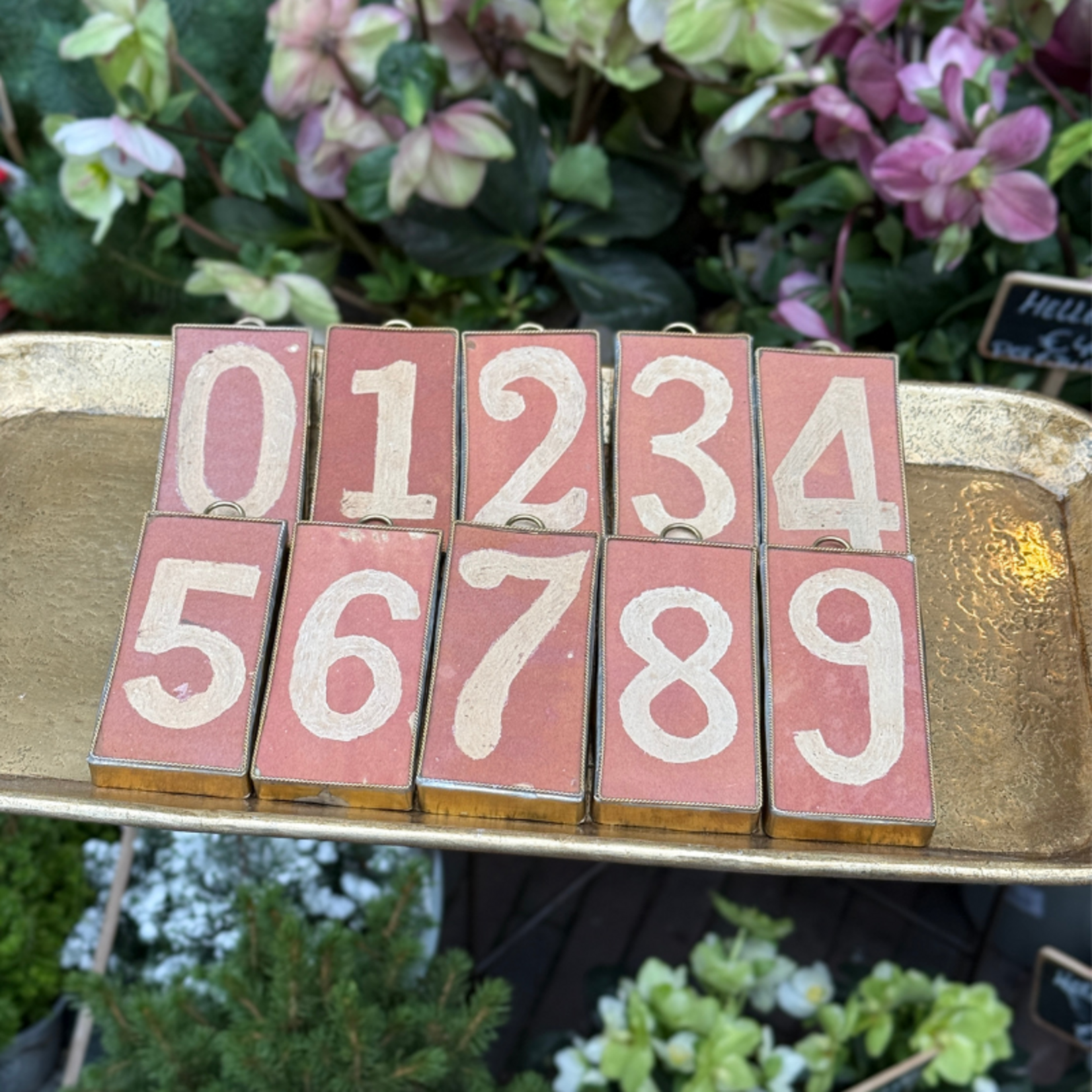 Zelliges tegel - Huisnummer - licht roze