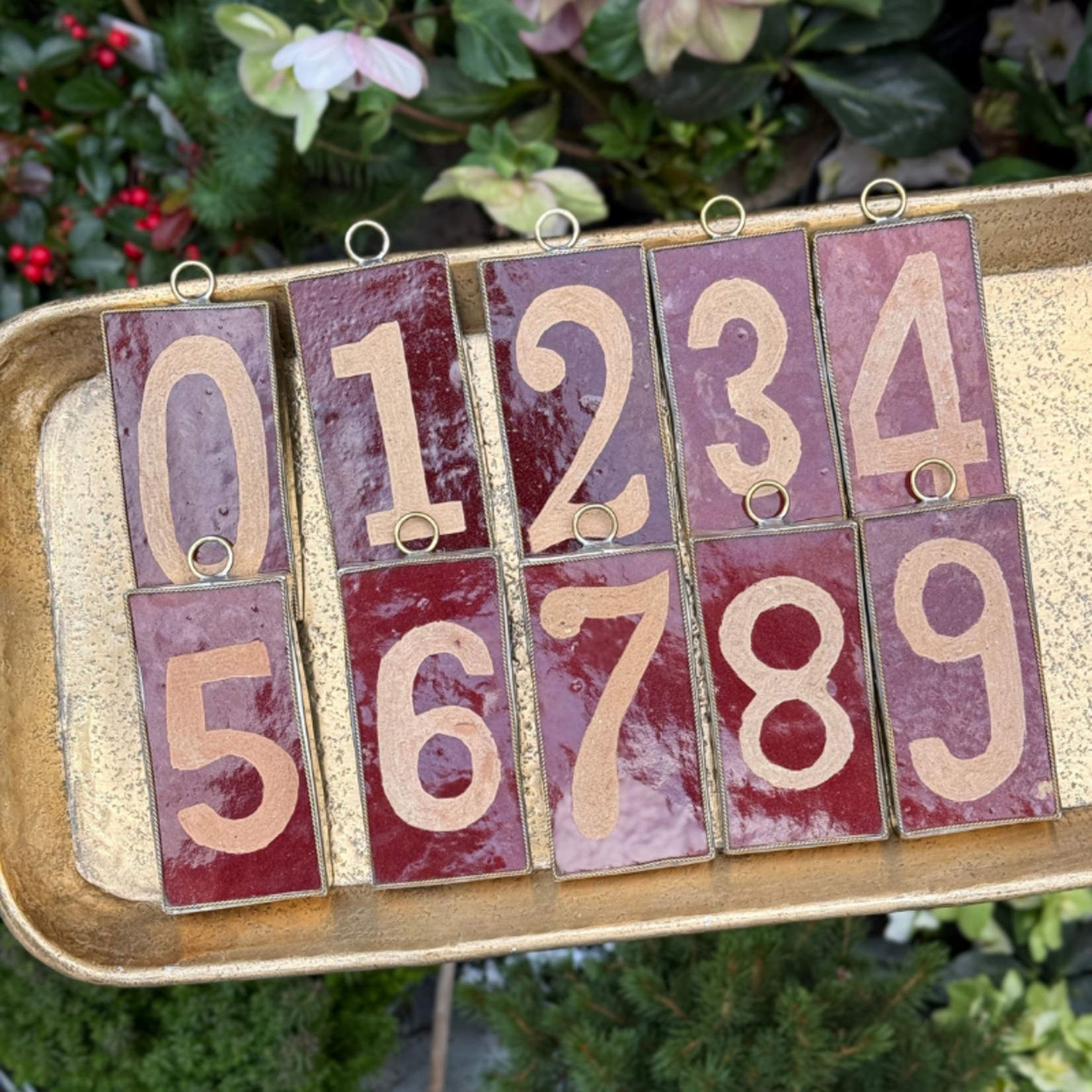 Zelliges tegel - Huisnummer - bordeaux