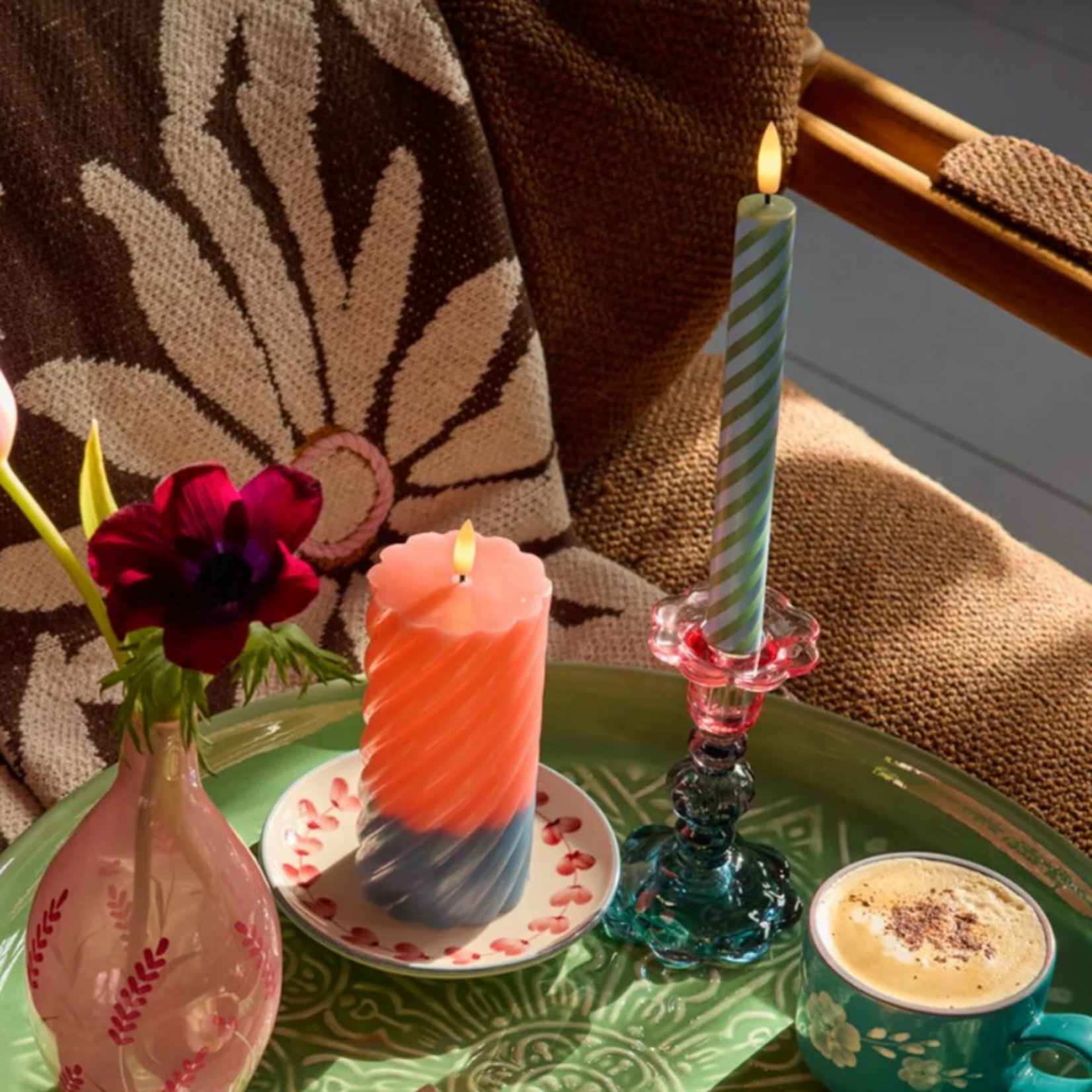 Kandelaar - Lina - blauw/roze