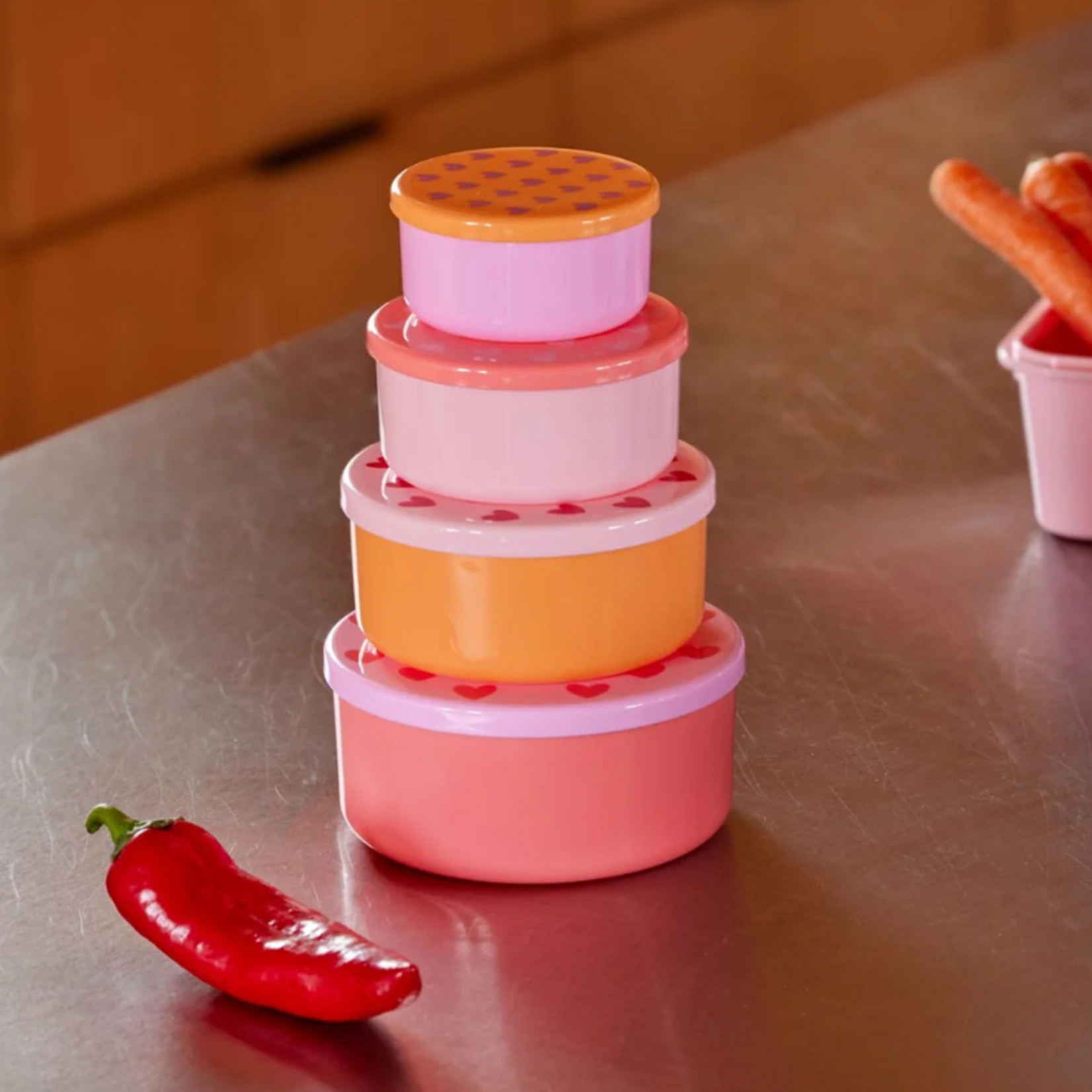 Voorraad bakjes - rond - hartjes (set van 4)