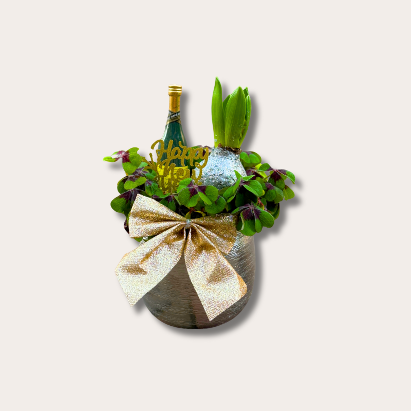 Klaver in pot - Champagne fles