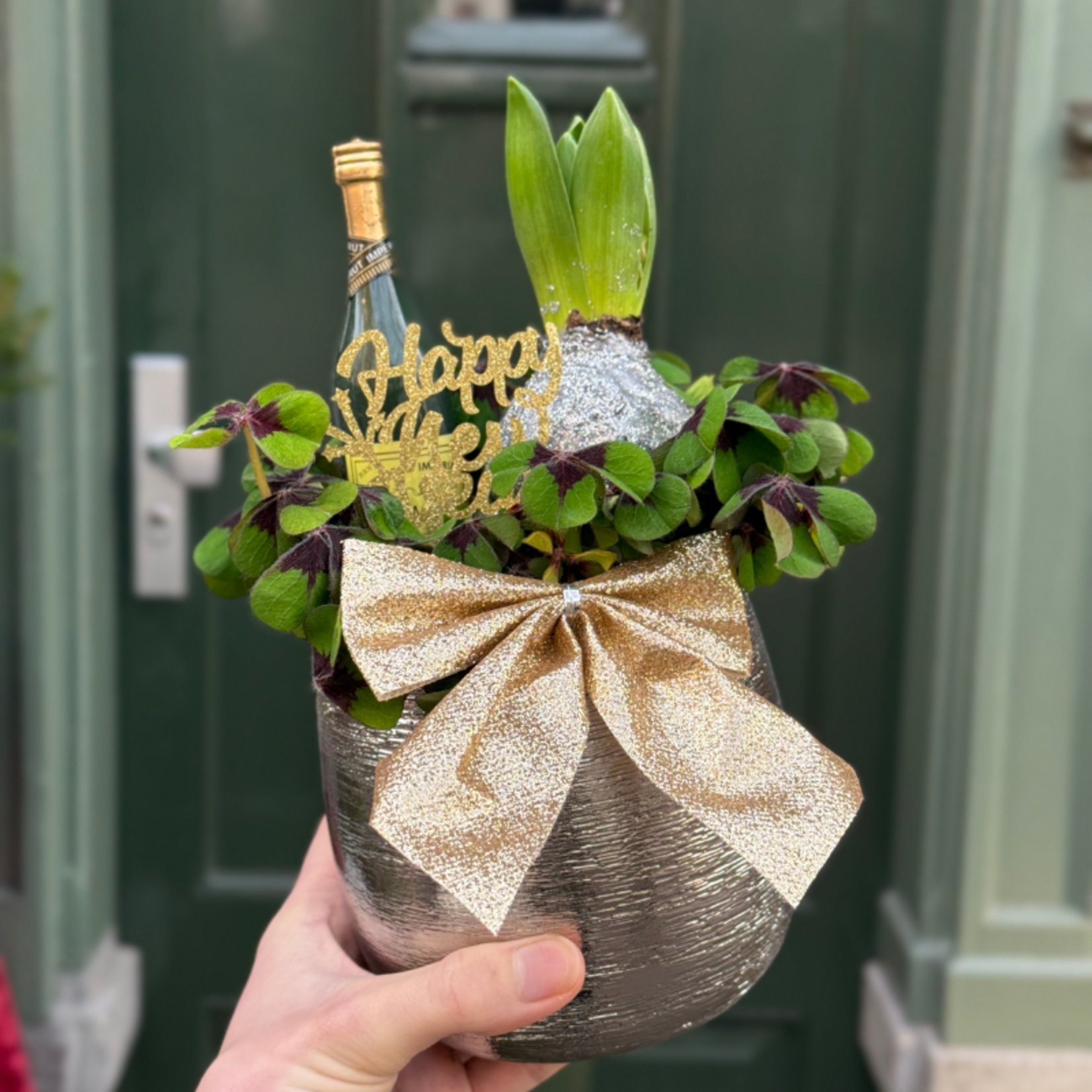Klaver in pot - Champagne fles