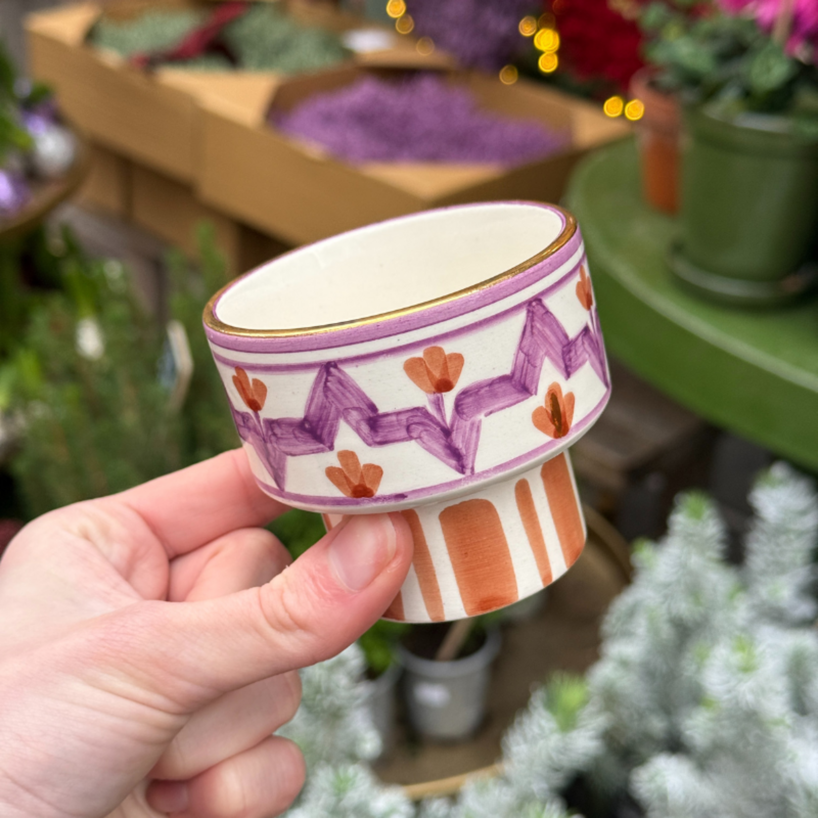 Chabi Chic Chabi Chic - schaaltje op voet - lila marsala