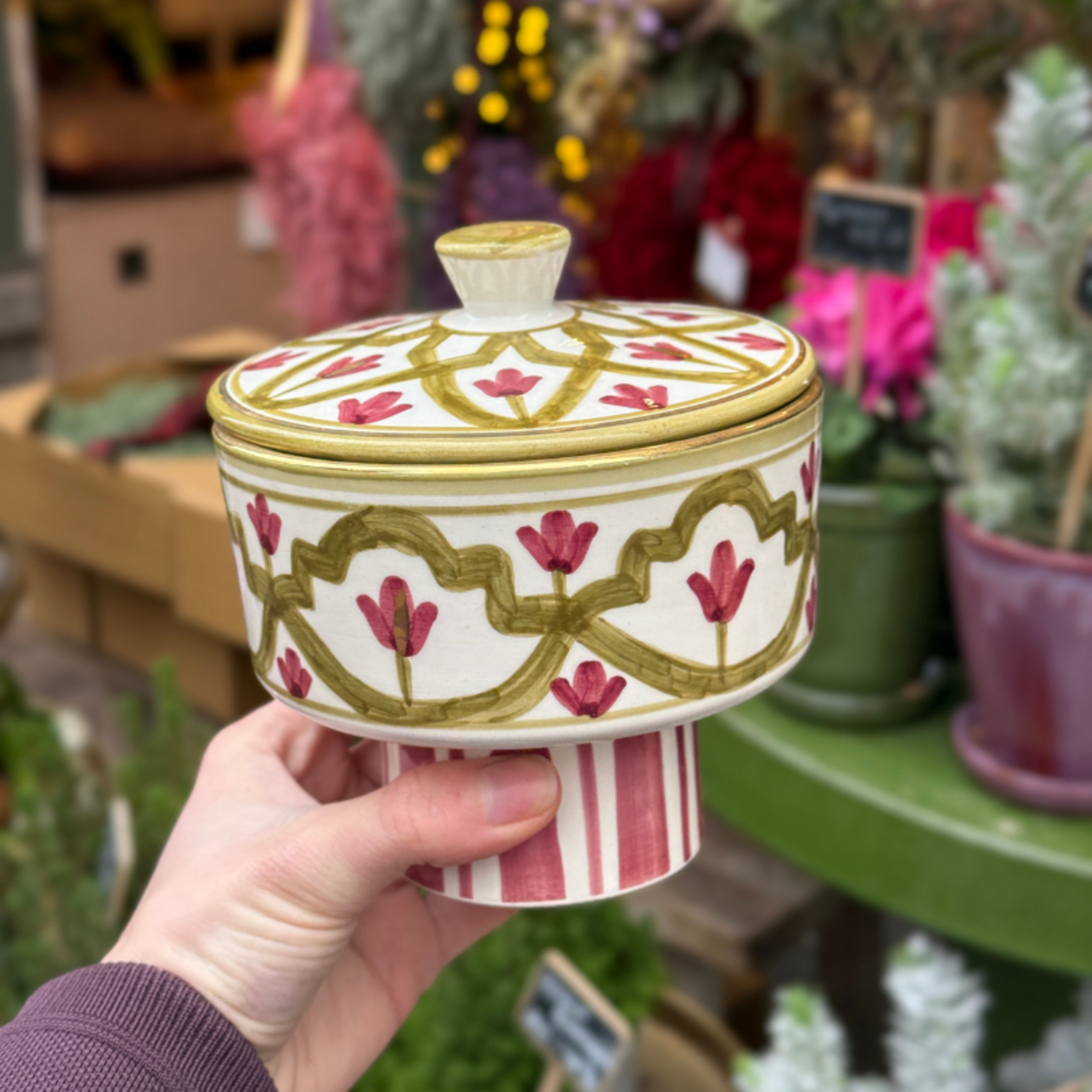 Chabi Chic Chabi Chic - voorraadpot op voet - kaki bordeaux