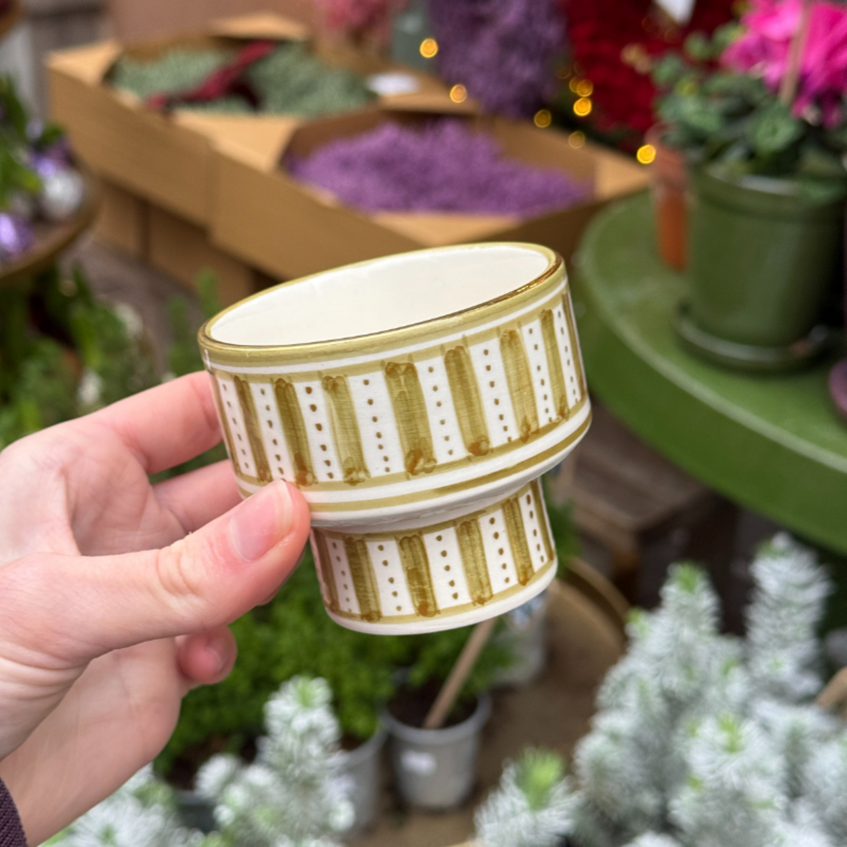 Chabi Chic Chabi Chic - schaaltje op voet - kaki strepen