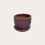 Geglazuurde pot met schotel - Suzy - paars