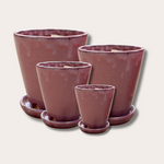 Geglazuurde pot met schotel - Abby - paars