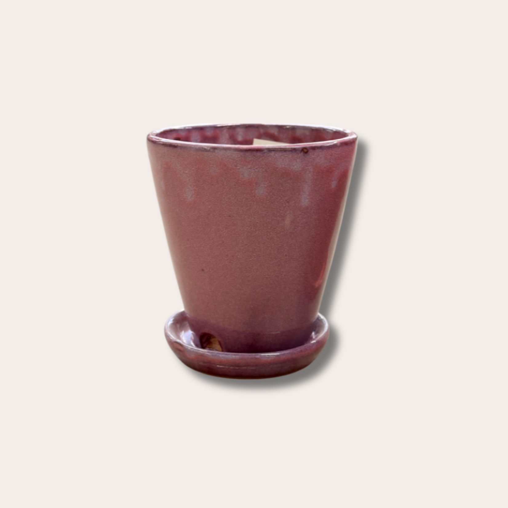 Geglazuurde pot met schotel - Abby - paars