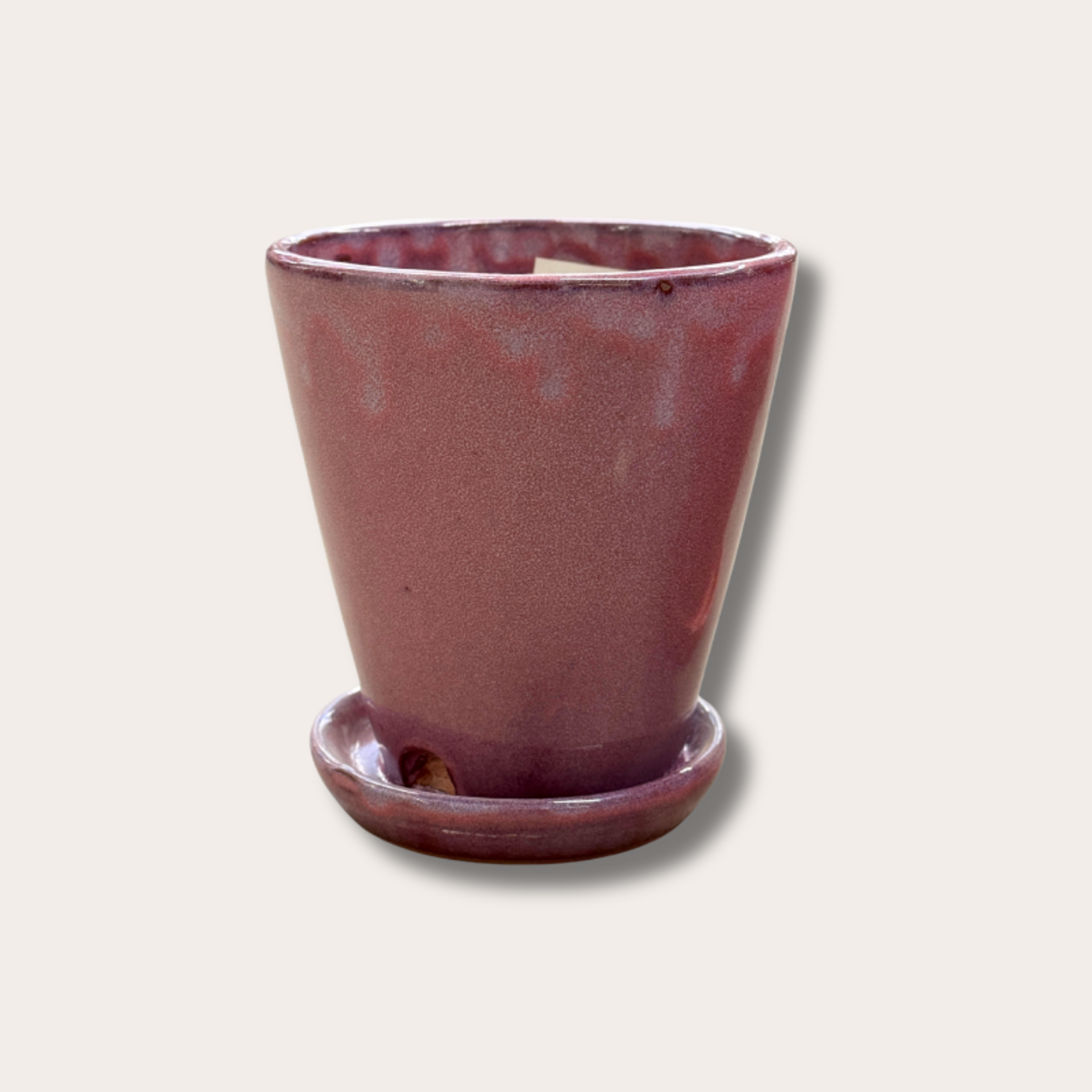 Geglazuurde pot met schotel - Abby - paars