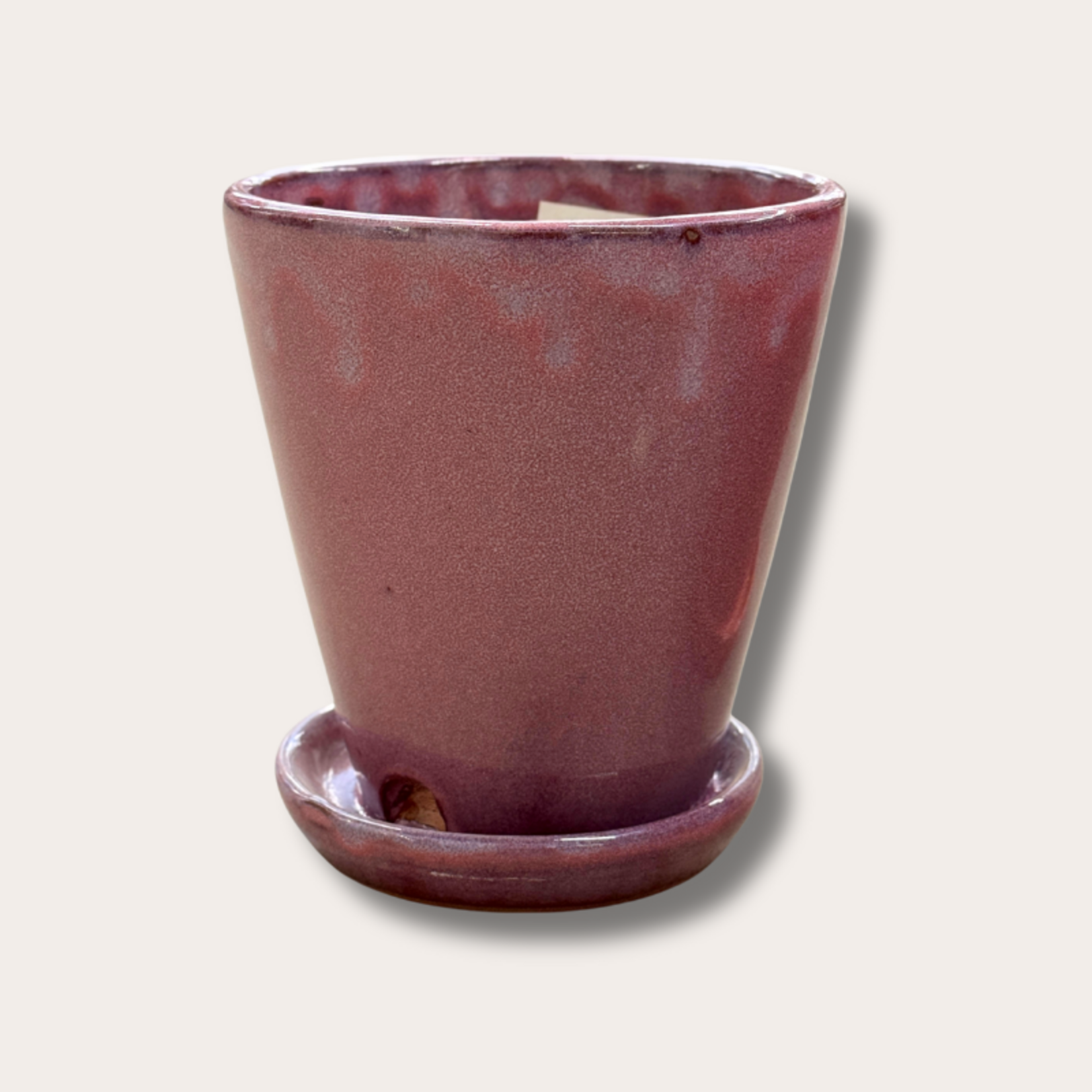 Geglazuurde pot met schotel - Abby - paars