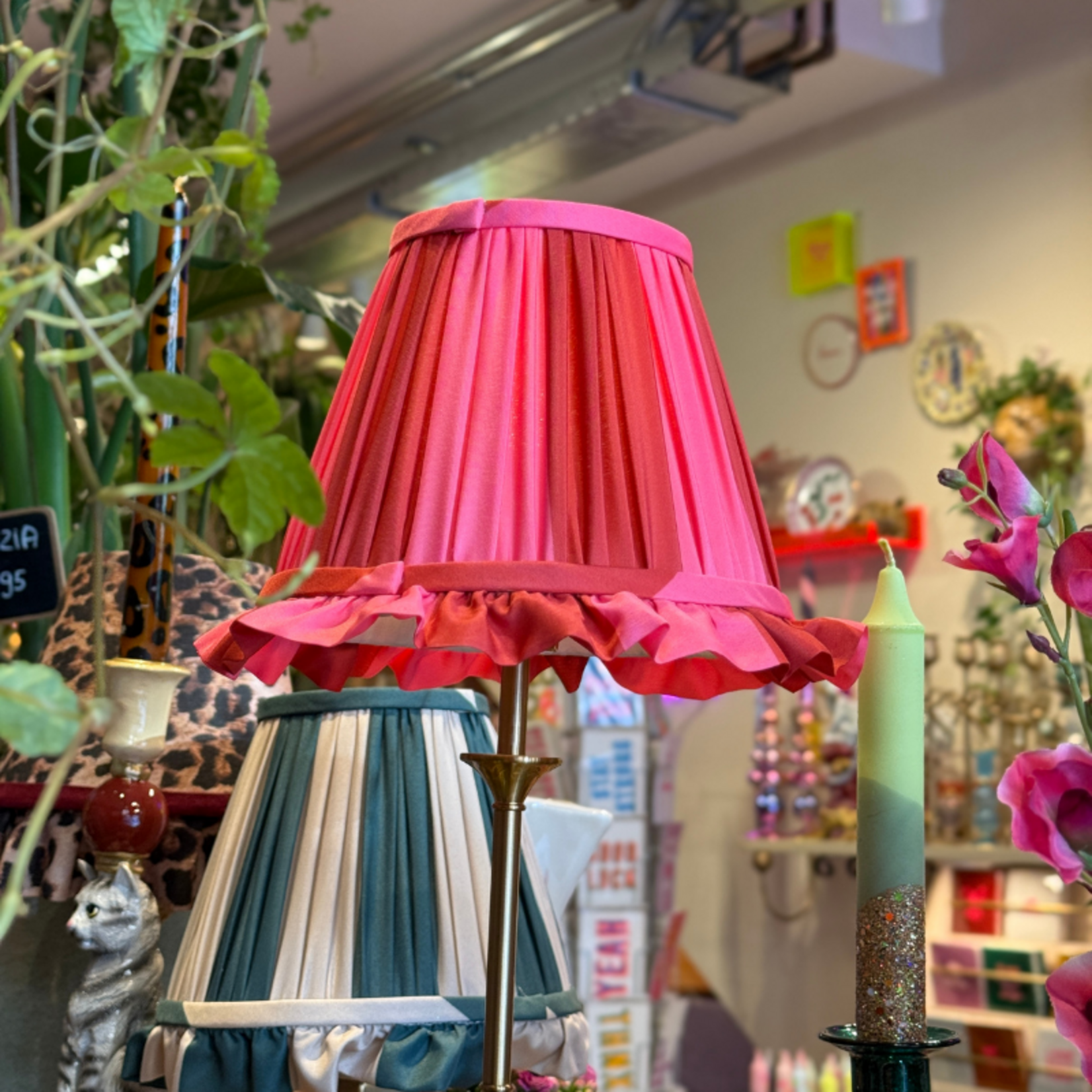 Club Charlotta Lampenkap - Charlie -  Stripes - roze/rood