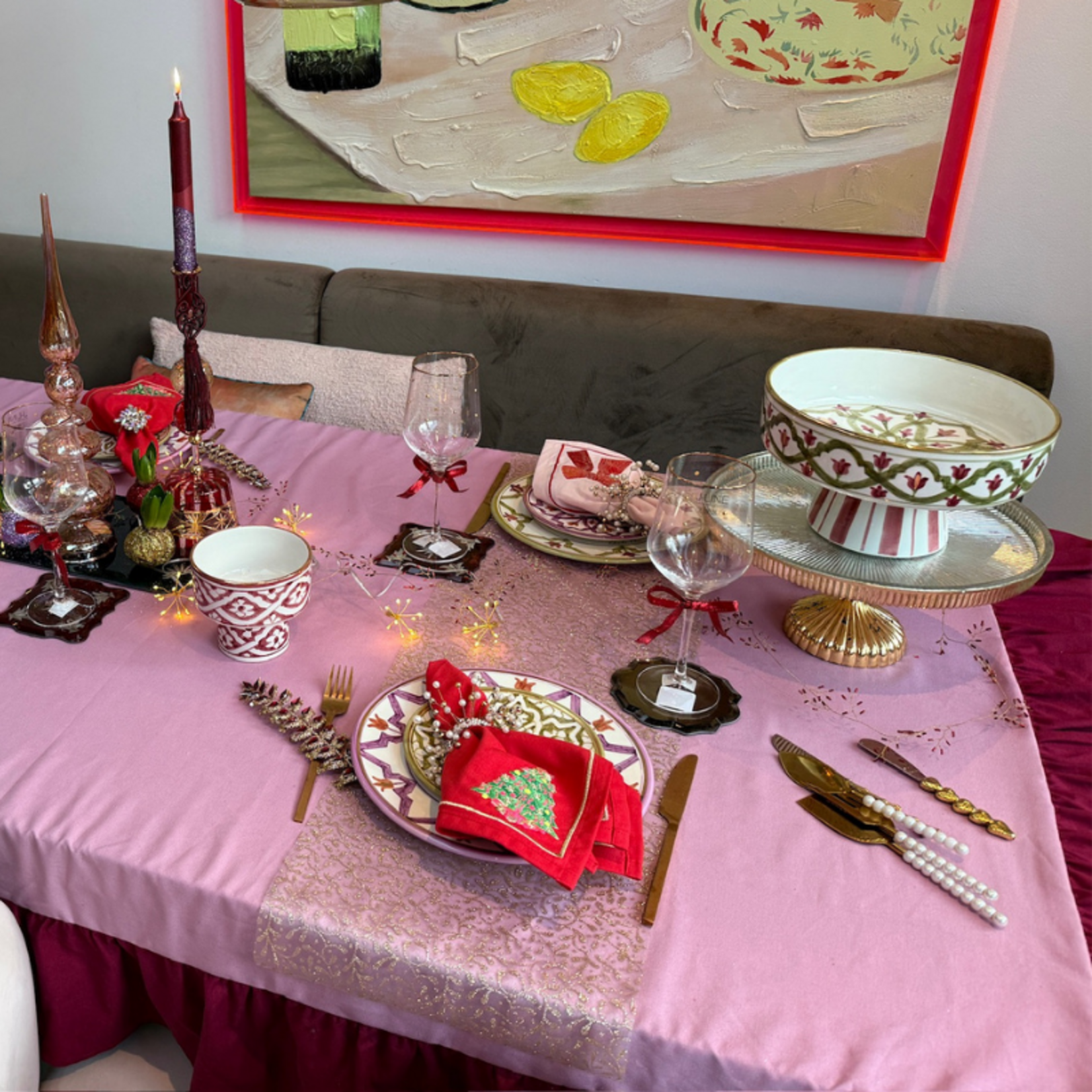 Club Charlotta Tafelkleed - Darcy - lila/bordeaux